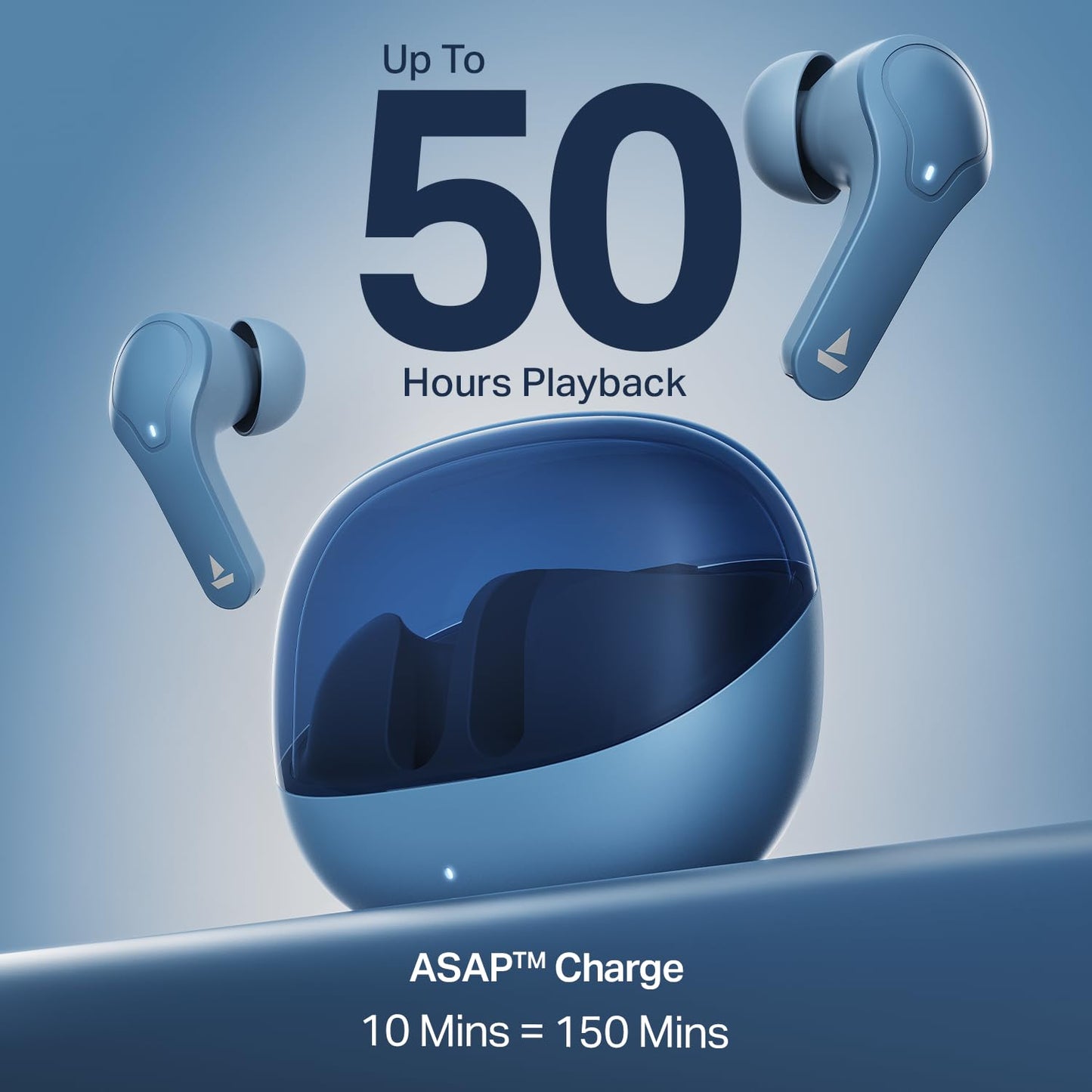 boAt Airdopes Plus 311 (2025 Launch), Glass Design, Dual Mics ENx, Fast Charge, 50 Hrs Battery, Low Latency, IPX4, Bluetooth Earbuds, TWS Ear Buds Wireless Earphones with mic (Midnight Blue)