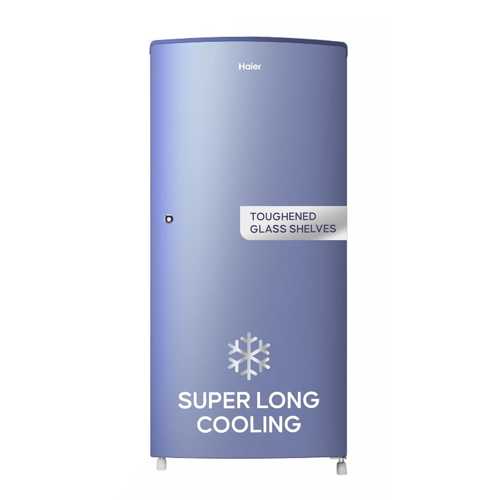 Haier 185 L, 2-Star Direct-Cool Single Door Refrigerator with DEFT Technology & Large Vegetable Box (HED-19TRB-N, Radish Blue)