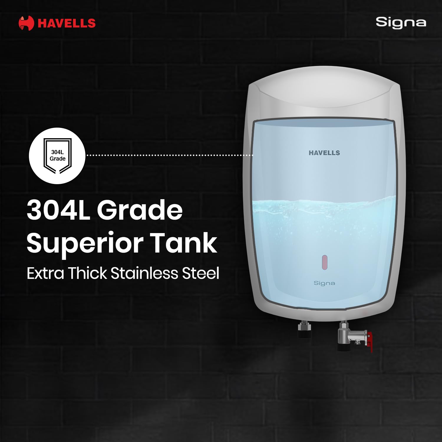 Havells Signa 5 Litre Instant Water Heater(Geyser)| Twin LED Indicator| Rust and Shock Proof Body| ISI Marked| Fire Retardant Power Cord| Warranty: 5 year on inner tank & 2 year comprehensive (White)