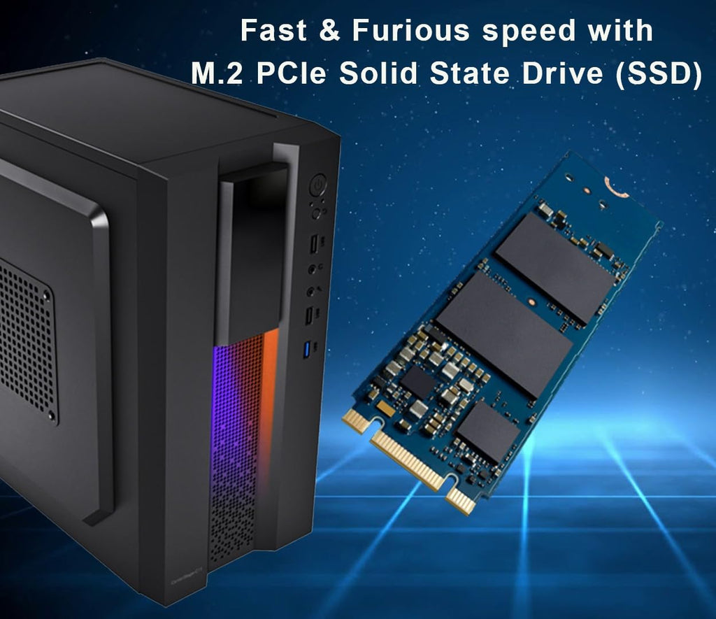Pratyush KK5 Tower Desktop Computer PC - Core i5-4570 Processor CPU (3.2GHz) | 16GB DDR3 RAM | 512GB M.2 SSD | WiFi | HDMI/VGA | RGB Lighting | HD Graphics | Pre-Installed Win11 OS and Softwares
