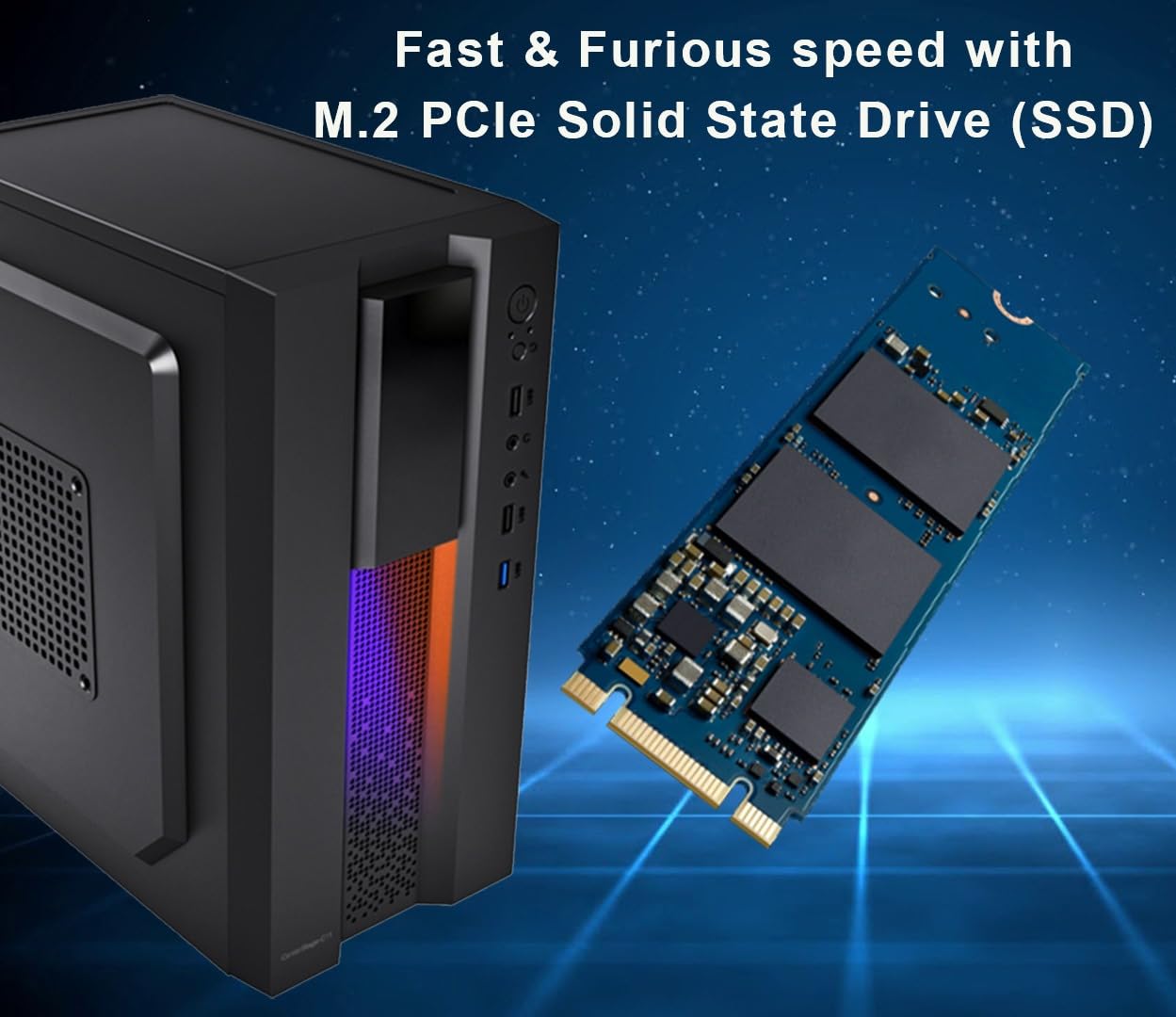 Pratyush KK5 Tower Desktop Computer PC - Core i5-4570 Processor CPU (3.2GHz) | 16GB DDR3 RAM | 512GB M.2 SSD | WiFi | HDMI/VGA | RGB Lighting | HD Graphics | Pre-Installed Win11 OS and Softwares