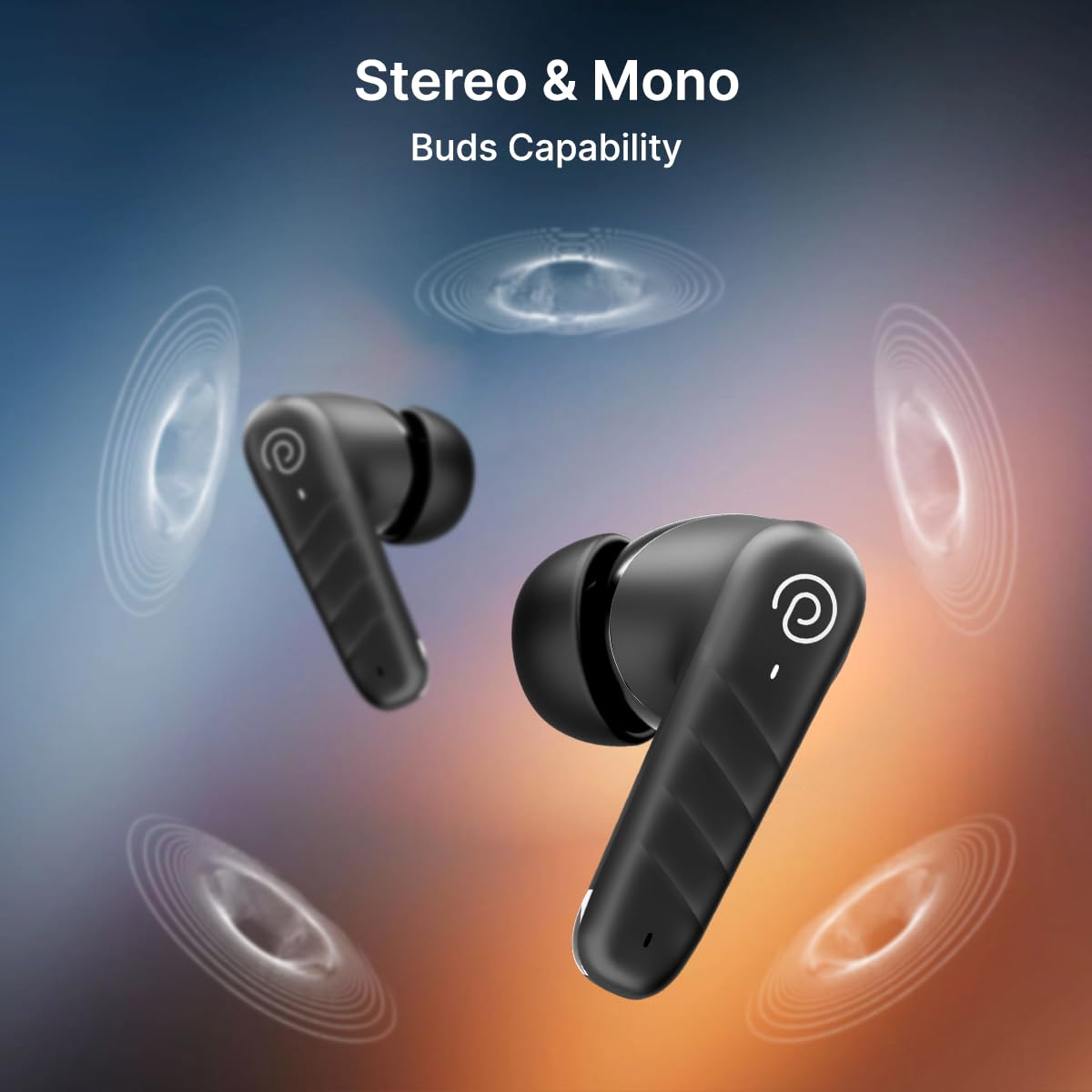 pTron Bassbuds Spark in-Ear TWS Earbuds with Stereo Sound, 40Hrs Playtime, Stereo Calls, Bluetooth V5.3 Headphones with Quick Pairing, Touch Control, Voice Assistant, Type C Charging & IPX5 (Black)
