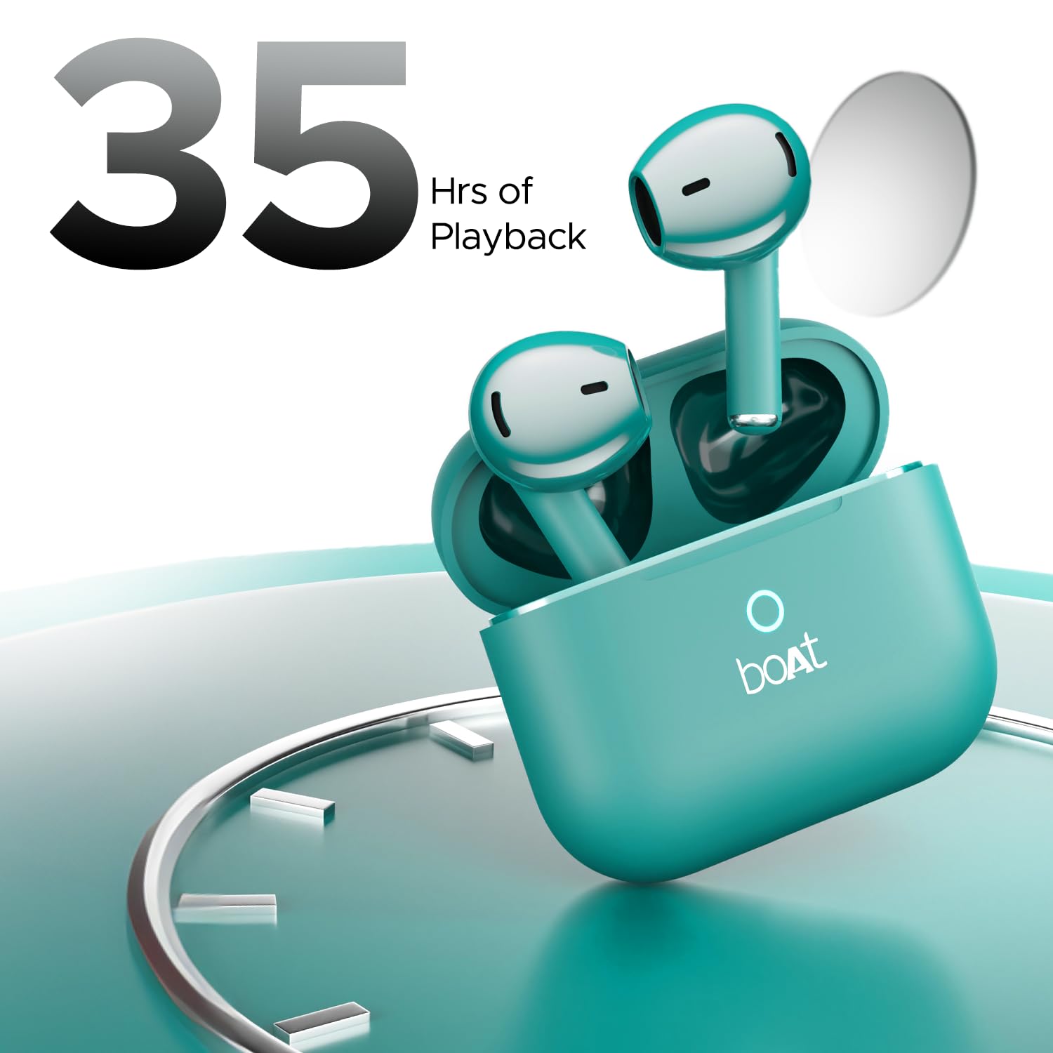 boAt Airdopes Joy, 35Hrs Battery, Fast Charge, IWP Tech, Low Latency, 2Mic ENx, Type-C Port, v5.3 Bluetooth Earbuds, TWS Ear Buds Wireless Earphones with mic(Dark Cyan)