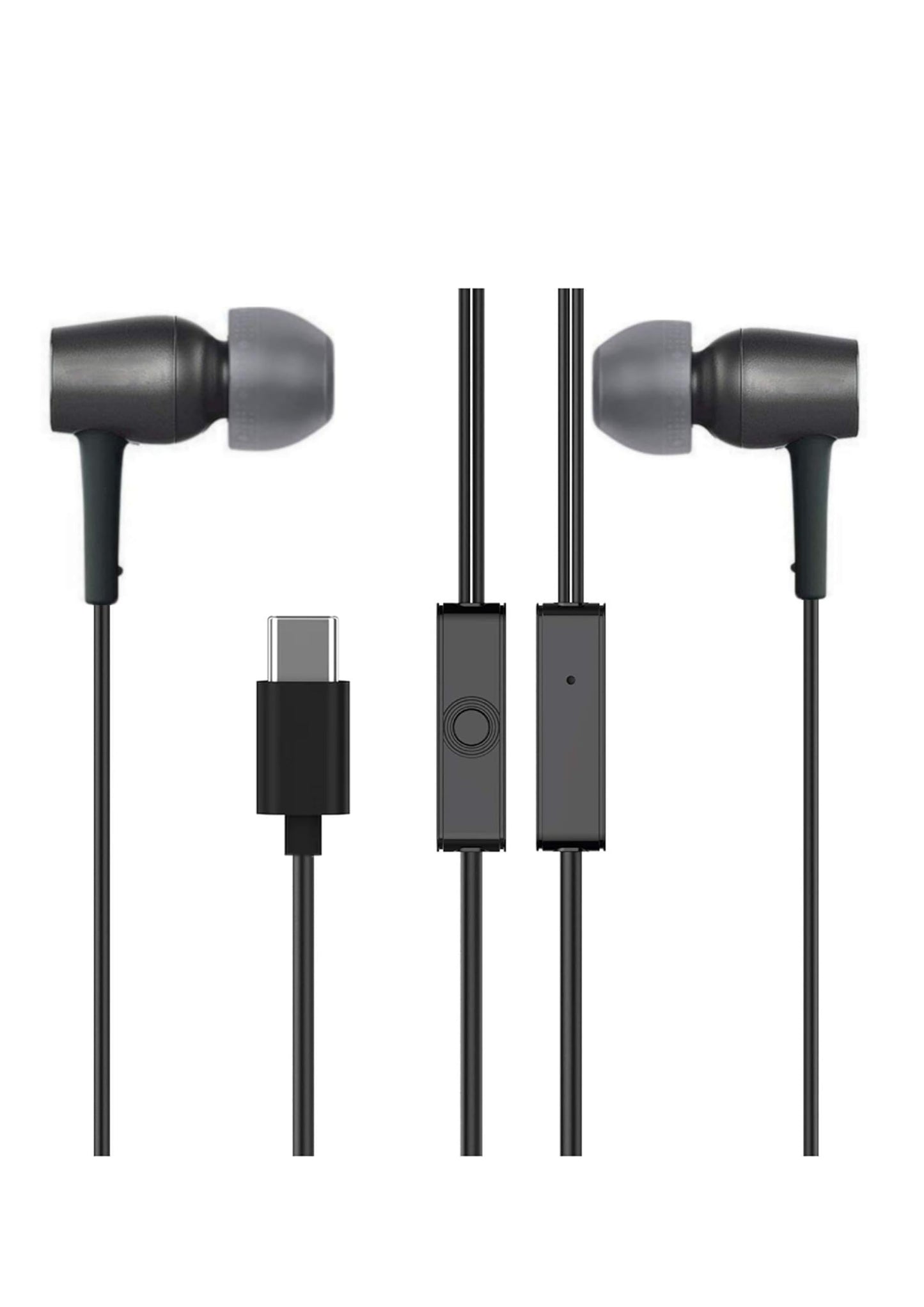 Branded Metal Type C Stereo Headphones with HD Sound Mic, in-Ear Design Super Extra Bass and Durable Brided Wired C Type Earphones, Compatible with iPhone, Android Smartphones, Tablets, (Metal Gray)