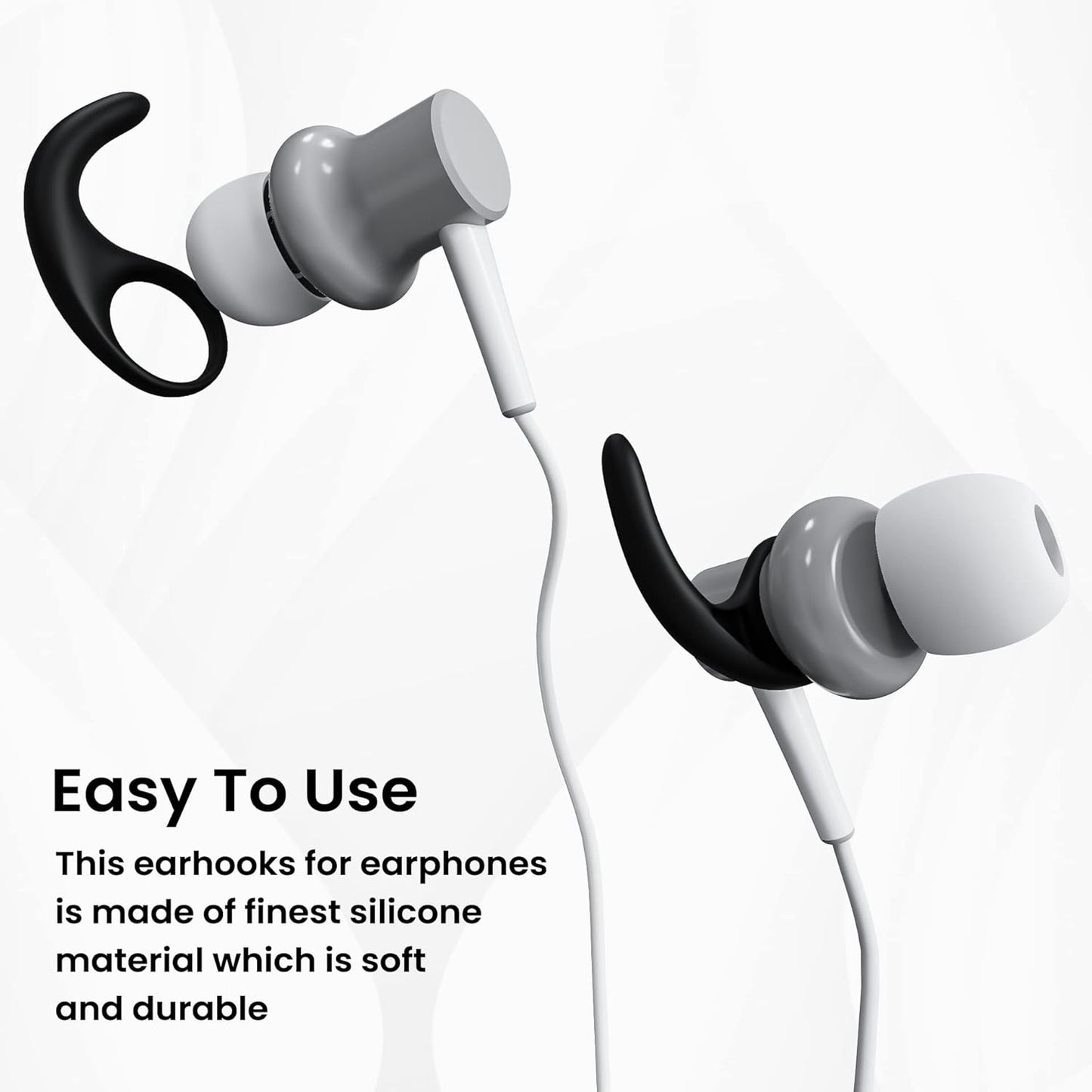 Lapster Anti-Slip Silicone Ear Buds 4Pieces Silicone Earphone Ear Hooks Plugs for in-Ear Neckband 9MM-13MM Black