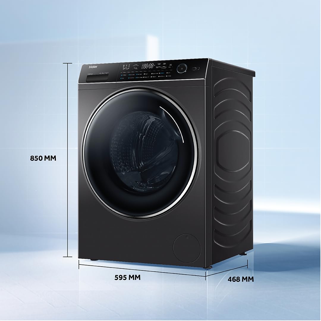 Haier 8 Kg 5 Star Inverter Direct Motion Motor Fully Automatic Front Load Washing Machine (HW80-IM1479CS8U1, 525 Super Drum, Puri Steam, Dark Jade Silver)