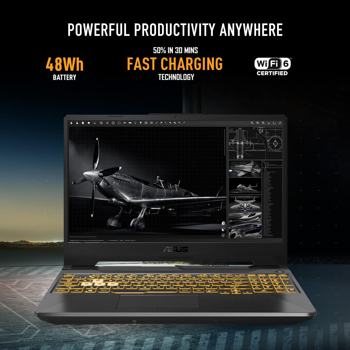 ASUS TUF Gaming A15, AMD Ryzen 7 7435HS Gaming Laptop(NVIDIA RTX 3050-4GB/60W TGP/16GB RAM/512GB SSD/FHD/15.6"/144Hz/RGB KB/48WHr/Windows 11//Graphite Black/2.30 Kg) FA506NCR-HN054W