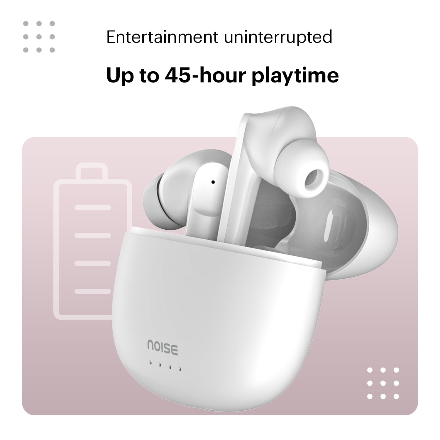Noise Earbuds VS104 Truly Wireless Earbuds with 45H of Playtime, Quad Mic with ENC, Instacharge(10 Min=200 Min), 13Mm Driver, Low Latency, BT V5.2 (Snow White)