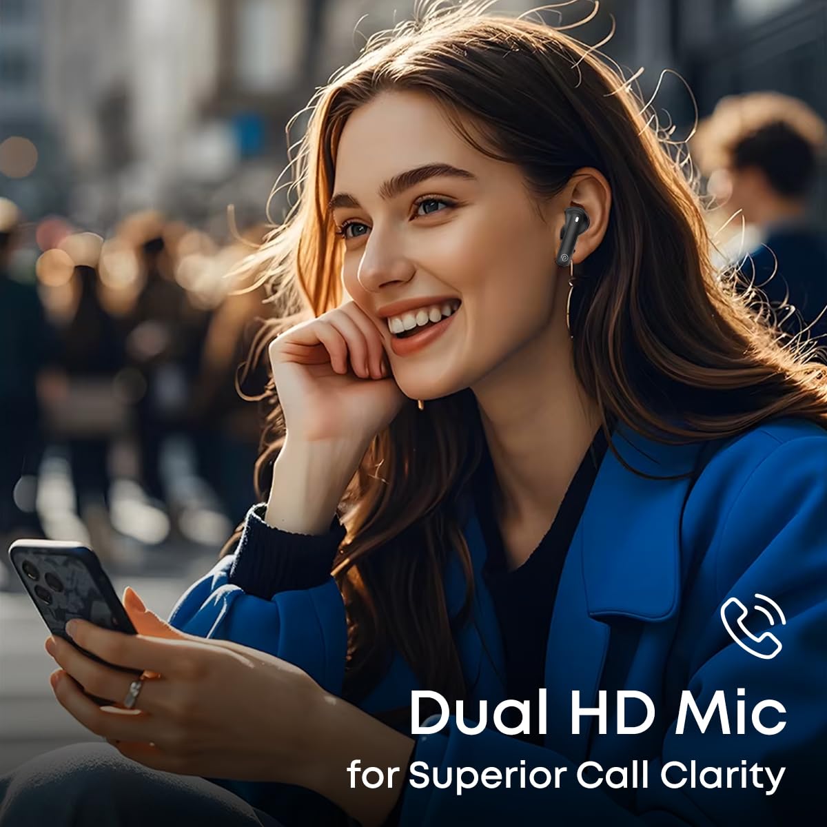 pTron Bassbuds Fury in-Ear TWS Earbuds with 13mm Drivers, 50Hrs Playtime, AI-ENC Clear Calls, Bluetooth V5.4 Wireless Headphones, Voice Assistant, Type C Charging & IPX5 Water Resistant (Black)