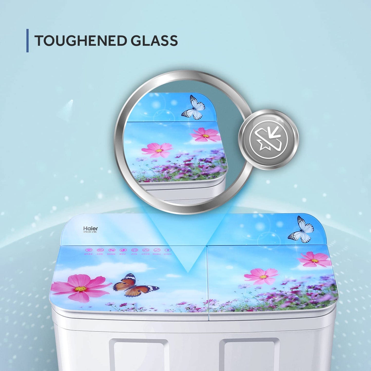Haier 9.5 Kg 5 Star Voltex Pulsator Semi-Automatic Top Load Washing Machine (HTW95-178, Flowers World)