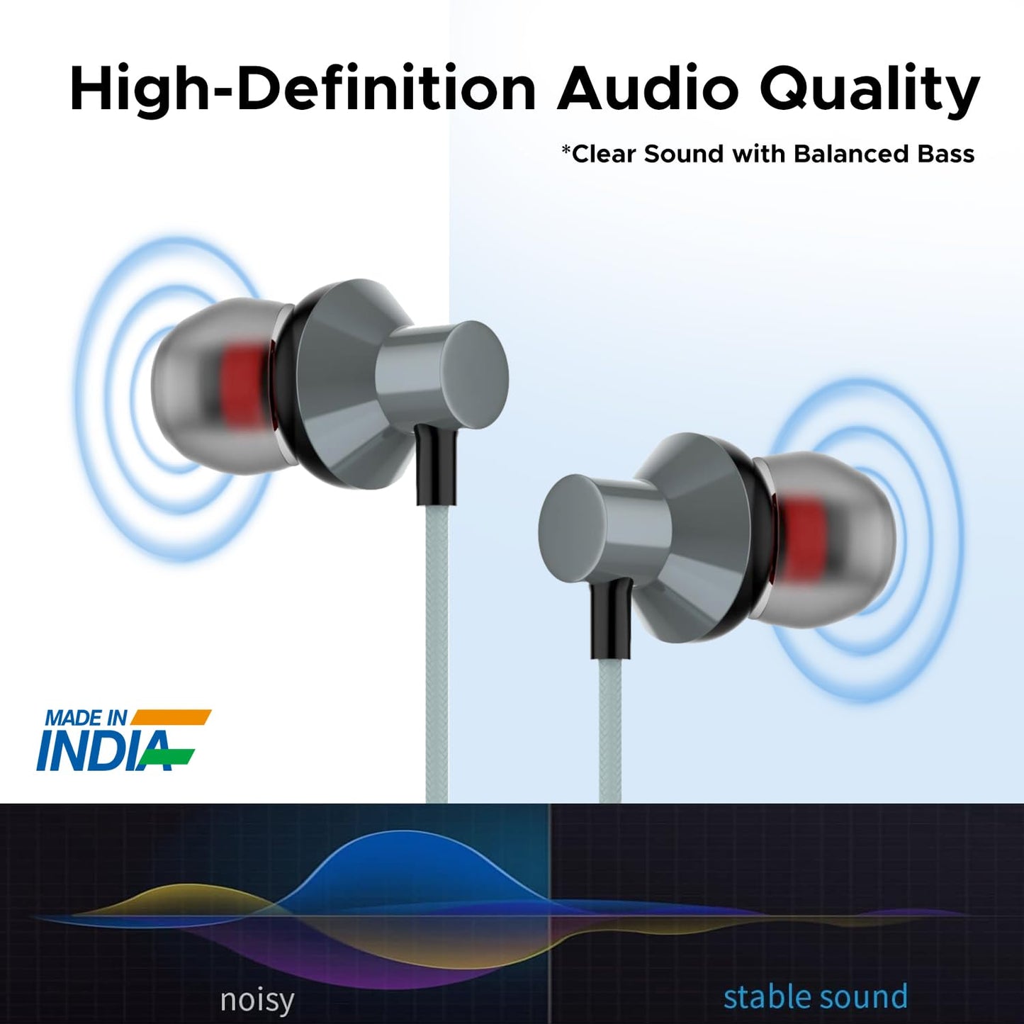 NEOPLAY Flex C Pro USB-C Earphones with Mic | Made in India | Wired Type-C Earbuds for iPhone 15 & Above, Android | Volume Control | Balanced & Crisp Sound | 13mm Driver | Comfortable Fit