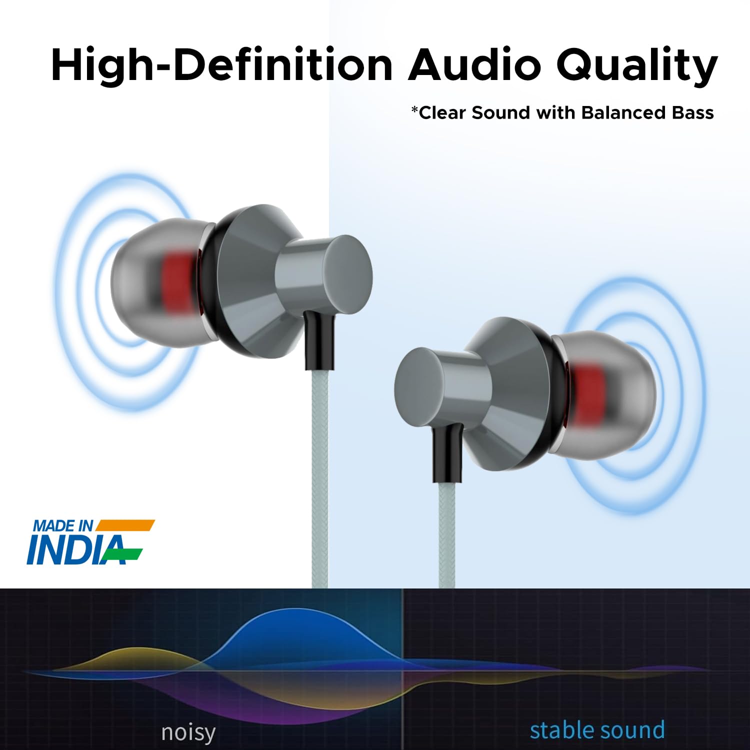 NEOPLAY Flex C Pro USB-C Earphones with Mic | Made in India | Wired Type-C Earbuds for iPhone 15 & Above, Android | Volume Control | Balanced & Crisp Sound | 13mm Driver | Comfortable Fit