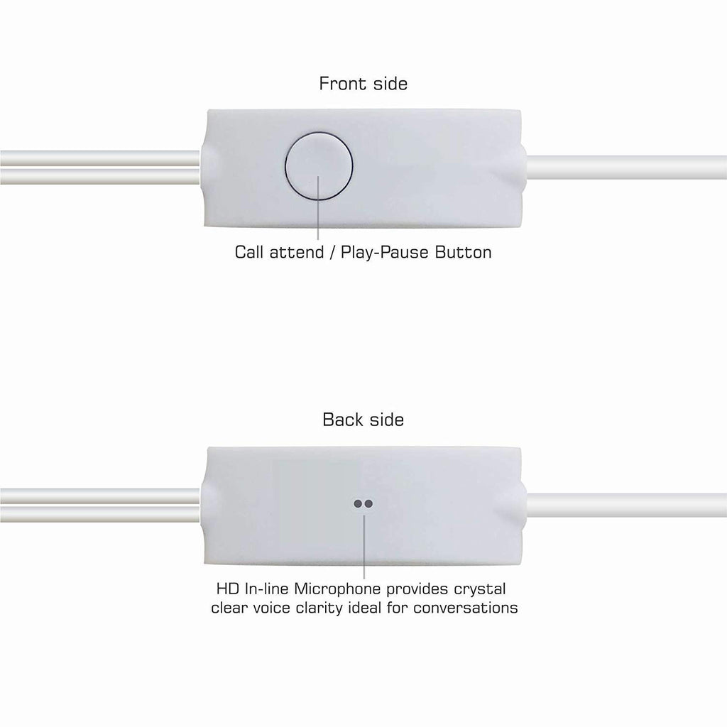 Earphones for Samsung Galaxy M30s / M 30 s Earphones Original Like Wired in-Ear Headphones Stereo Deep Bass Head Hands-Free Headset Earbud with Built in-line Mic, 3.5mm Jack (YS11, White)