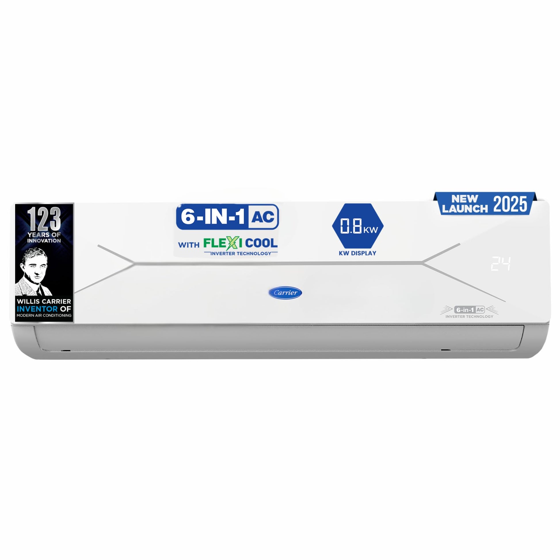 Carrier 1.5 Ton 3 Star Wi-Fi Smart Flexicool Inverter Split AC (Copper, Convertible 6-in-1 Cooling,Smart Energy Display, HD & PM 2.5 Filter, ESTER EDGE FXi (Wi-Fi), CAI18EE3R35W0,White)