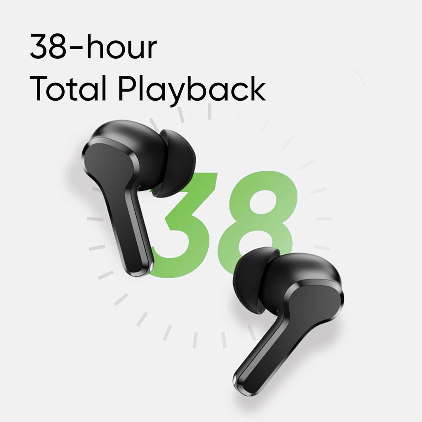 realme Buds T110 Bluetooth Truly Wireless in Ear Earbuds with mic, AI ENC for Calls, Google Fast Pair, 38 Hours Total Playback with Fast Charging and Low Latency Gaming Mode (Punk Black)
