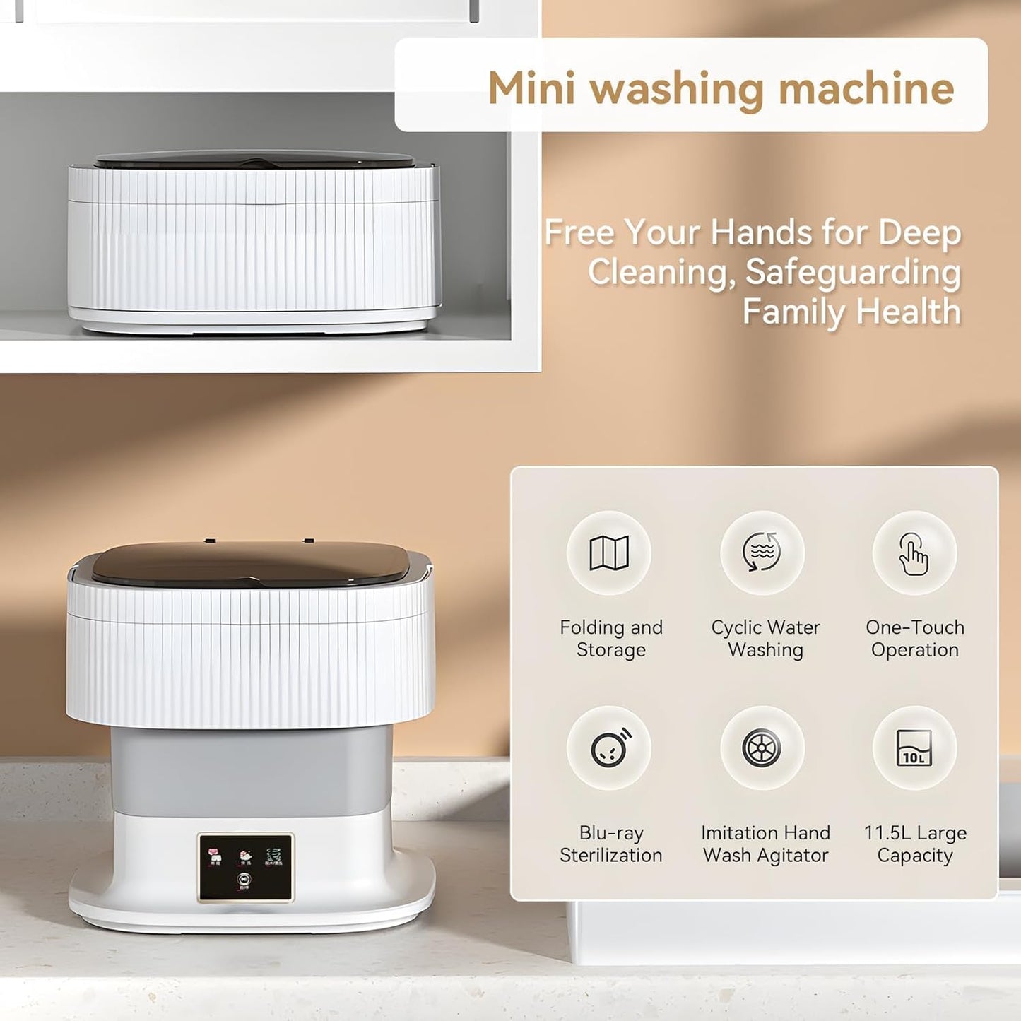 Welko Semi Automatic Folding 2kg Top Loading Mini Washing Machine with Cloth Dryer Deep Cleaning for Underwear Washing Machine Clothes Washer Home