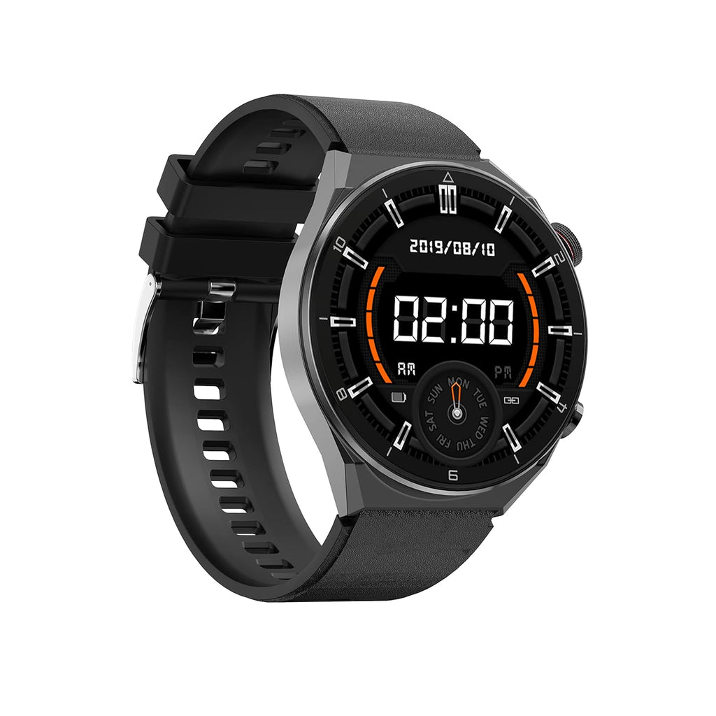 Salora uWear Smart Watch 1.5” Round Display, BT Calling, 250+ Watch Faces, Heart & SpO2 Monitoring, 21 Sports Modes, Sleep Monitor, Waterproof & 7Days Battery iOS Android Compatible(Black+Dark Grey)