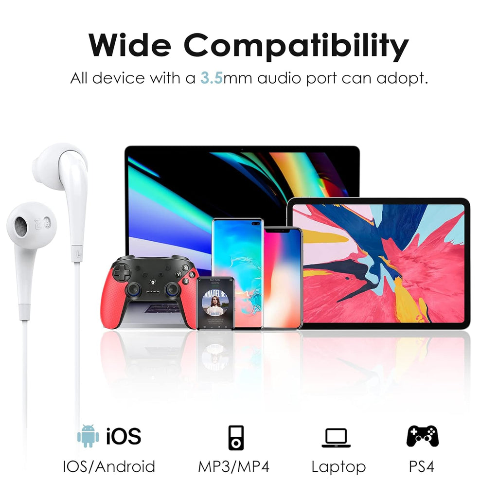 Oraimo in-Ear Wired Earphones | 1.2m Cable | 3.5mm Jack | Airing Design (White Color)