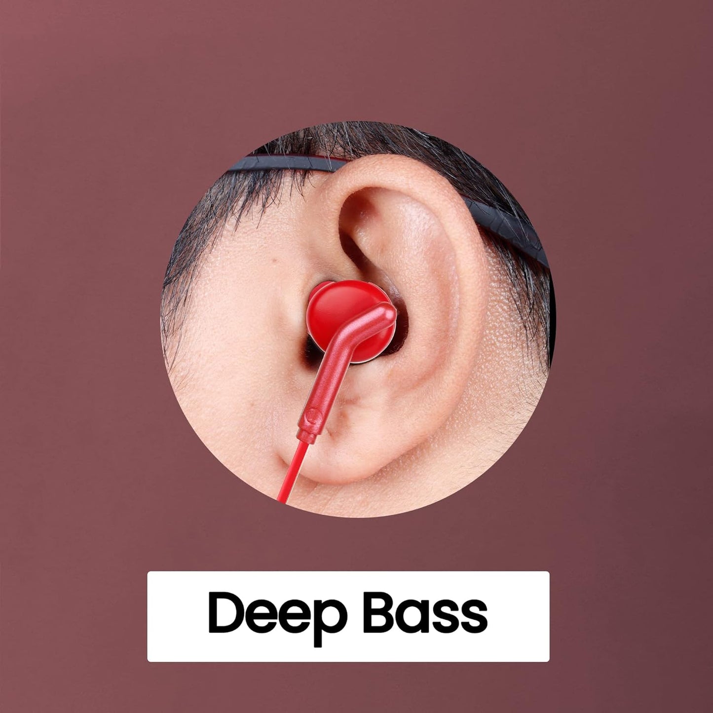 ZEBRONICS Bro in Ear Wired Earphones with Mic, 3.5mm Audio Jack, 10mm Drivers, Phone/Tablet Compatible (RED)