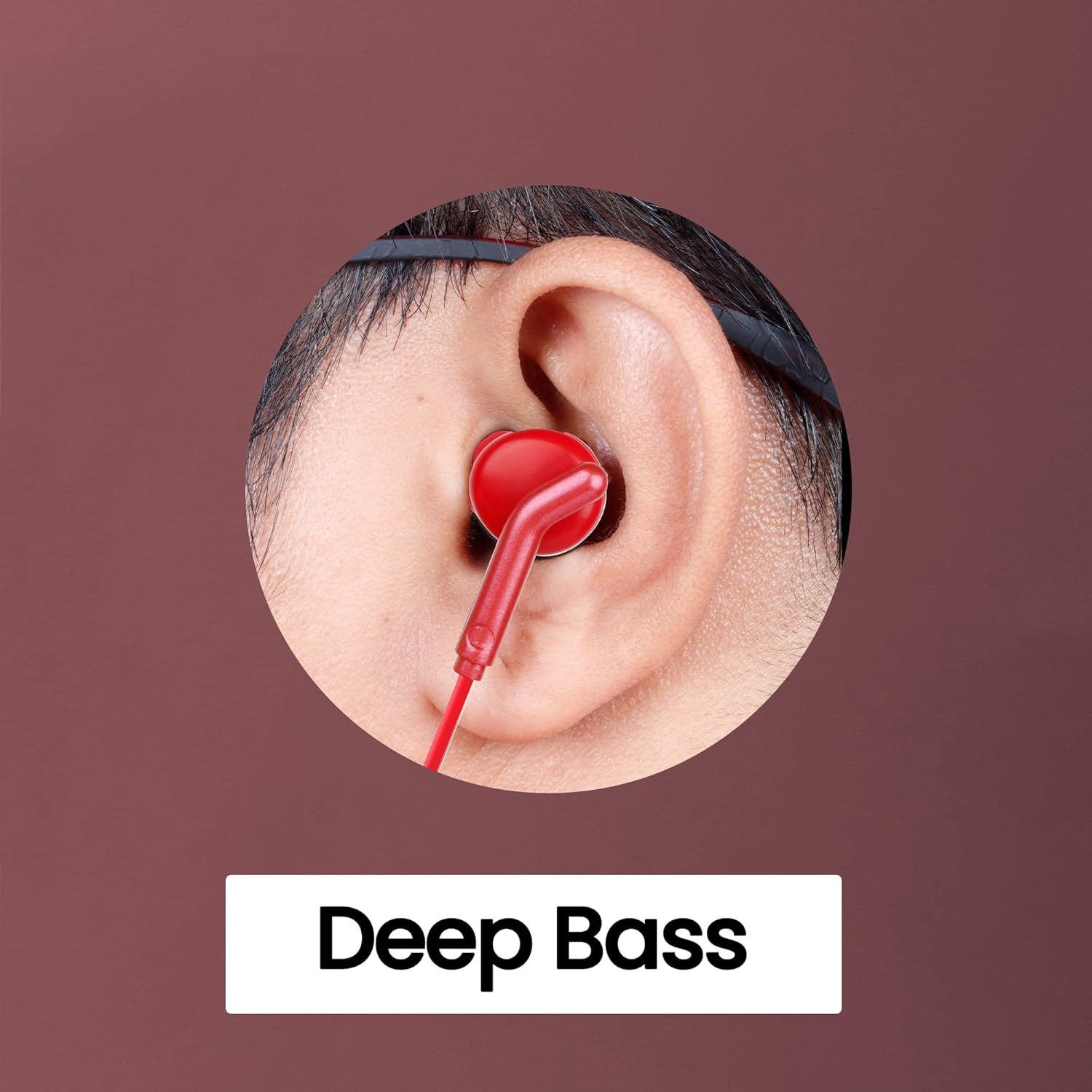 ZEBRONICS Bro in Ear Wired Earphones with Mic, 3.5mm Audio Jack, 10mm Drivers, Phone/Tablet Compatible (RED)