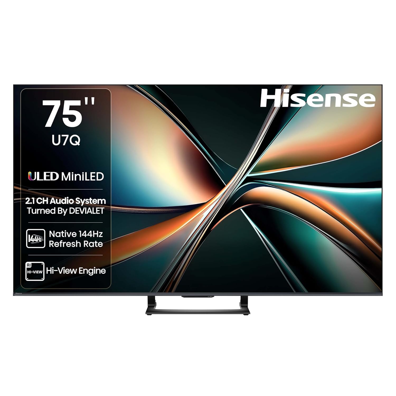 Hisense 189 cm (75 inches) U7Q Series 4K Ultra HD Smart QLED Mini LED TV 75U7Q (Black)