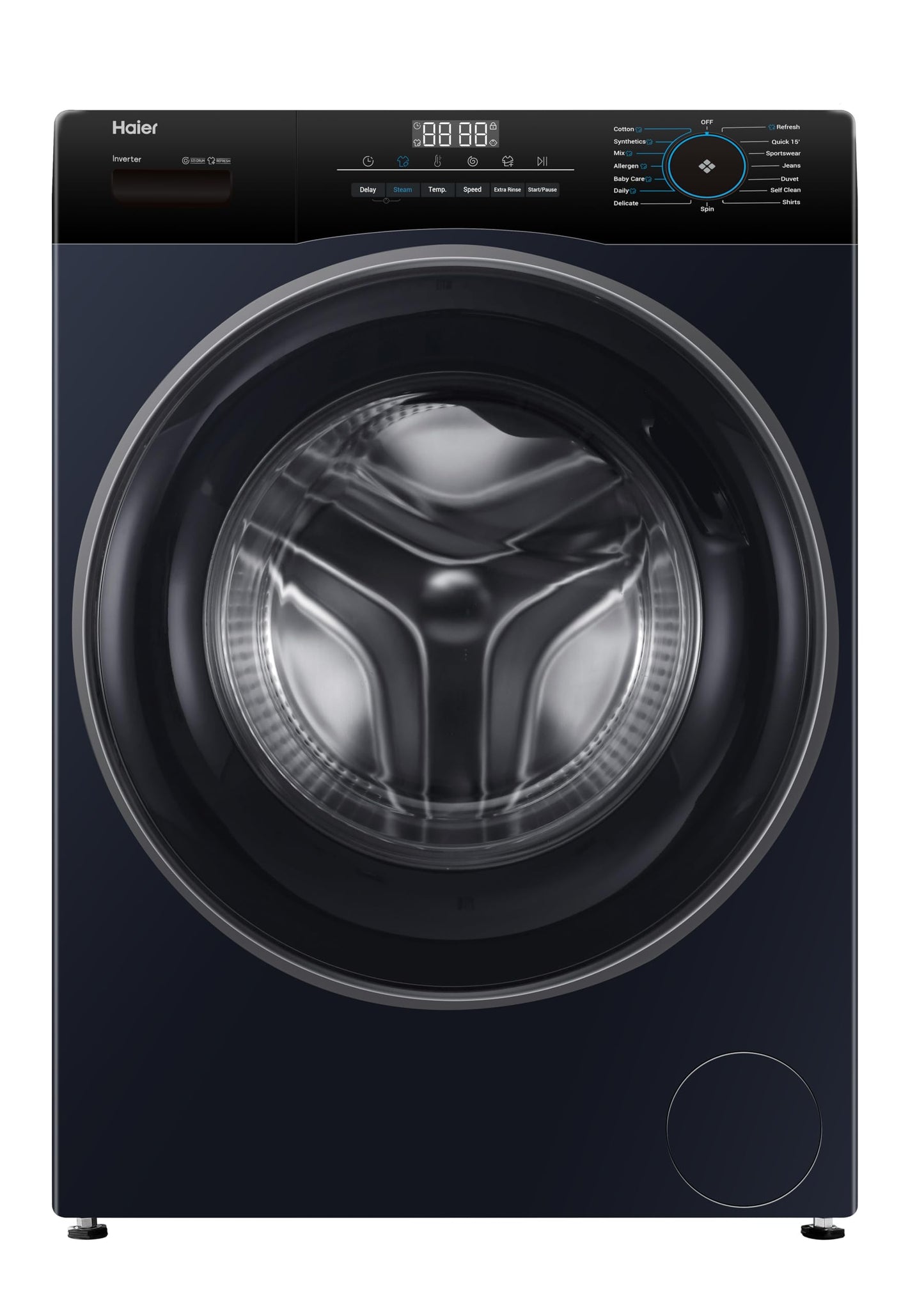 Haier 8 Kg Frontload with 525 Super drum, Refresh, AI DBT and 5 Star rating (HWM80-IM12929EBK)