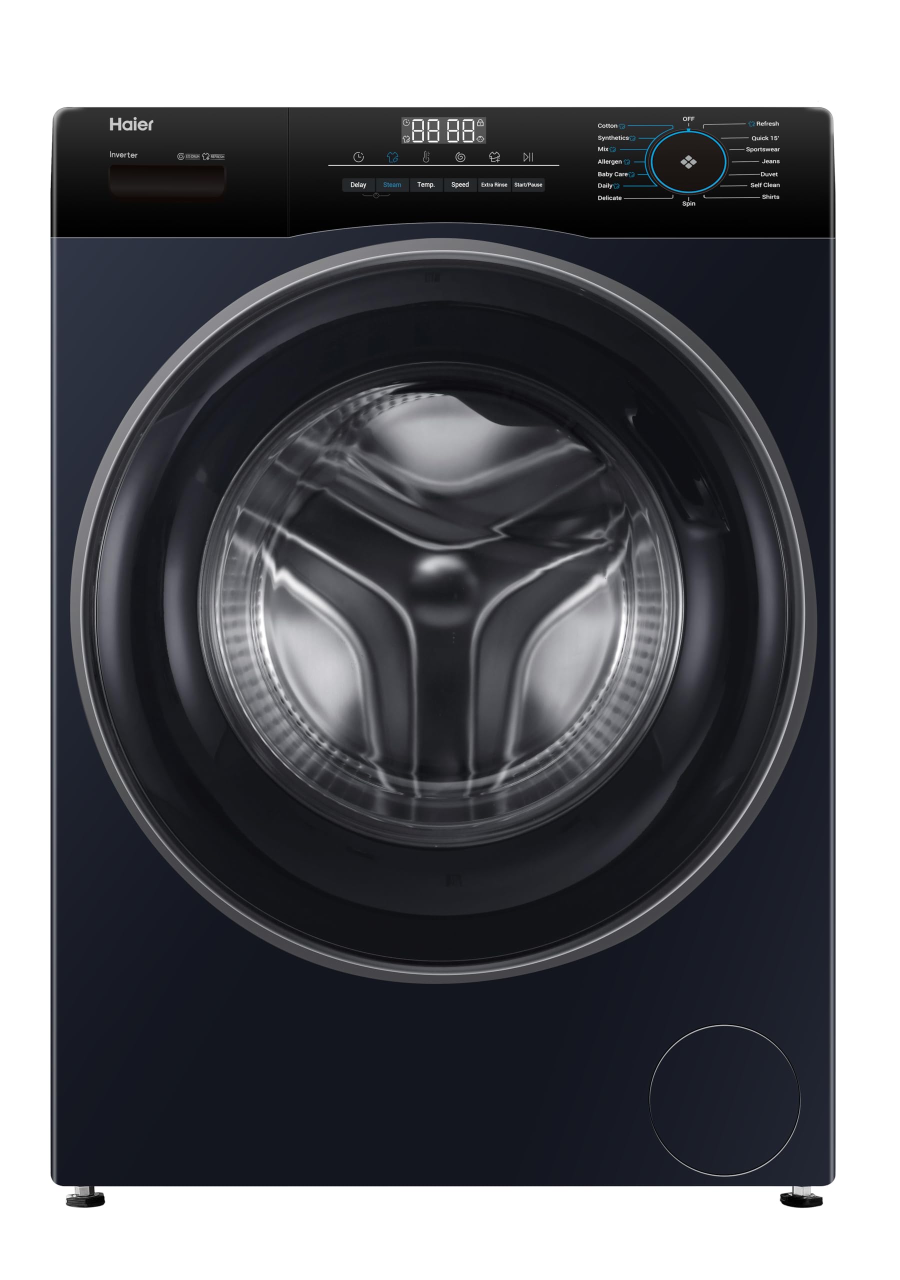 Haier 8 Kg Frontload with 525 Super drum, Refresh, AI DBT and 5 Star rating (HWM80-IM12929EBK)