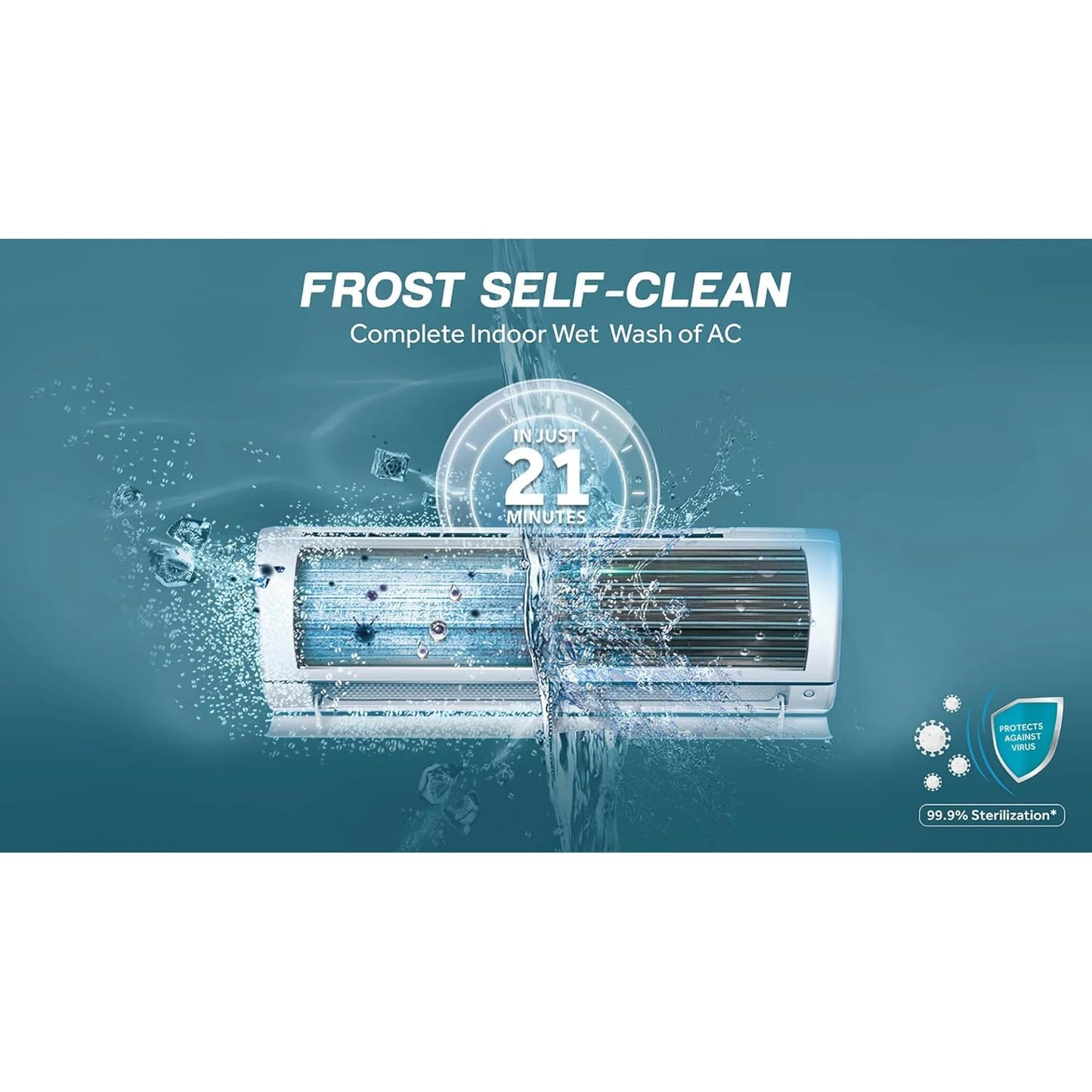 Haier 1 Ton 3 Star Clean Cool Triple Inverter Split AC (HSU13C-TQB3BN-INV, Blue) | Supersonic Cooling, 7-in-1 Convertible, Frost Self-Clean, Copper Condenser