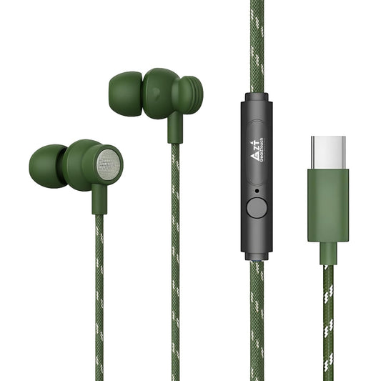 GEARZTOUCH Blast-C inEar Type-C Earphone, in-Line Volume Controller & Powerful HD Mic, Clear Sound, Noise Isolation Compatible with Oneplus, Samsung, Oppo,Vivo,Redmi Having only TypeC Port- Green