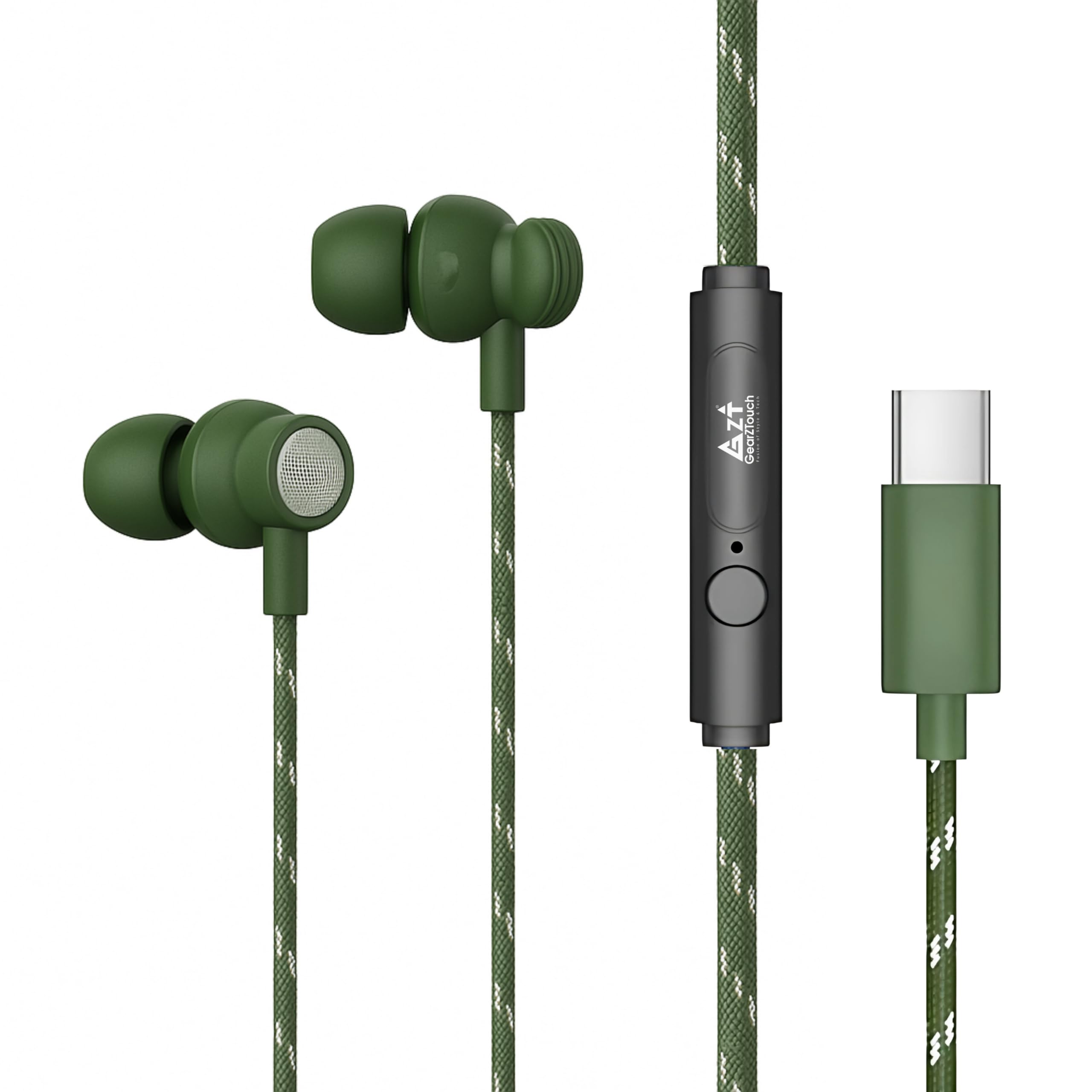 GZT Blast-C in Ear Type C Earphone with Nylon PVC Braided Wire, in-Line Volume Controller & Powerful HD Mic, Clear Sound, Noise Isolation Compatible with Oneplus, Samsung, Oppo, Vivo, Redmi- Blue