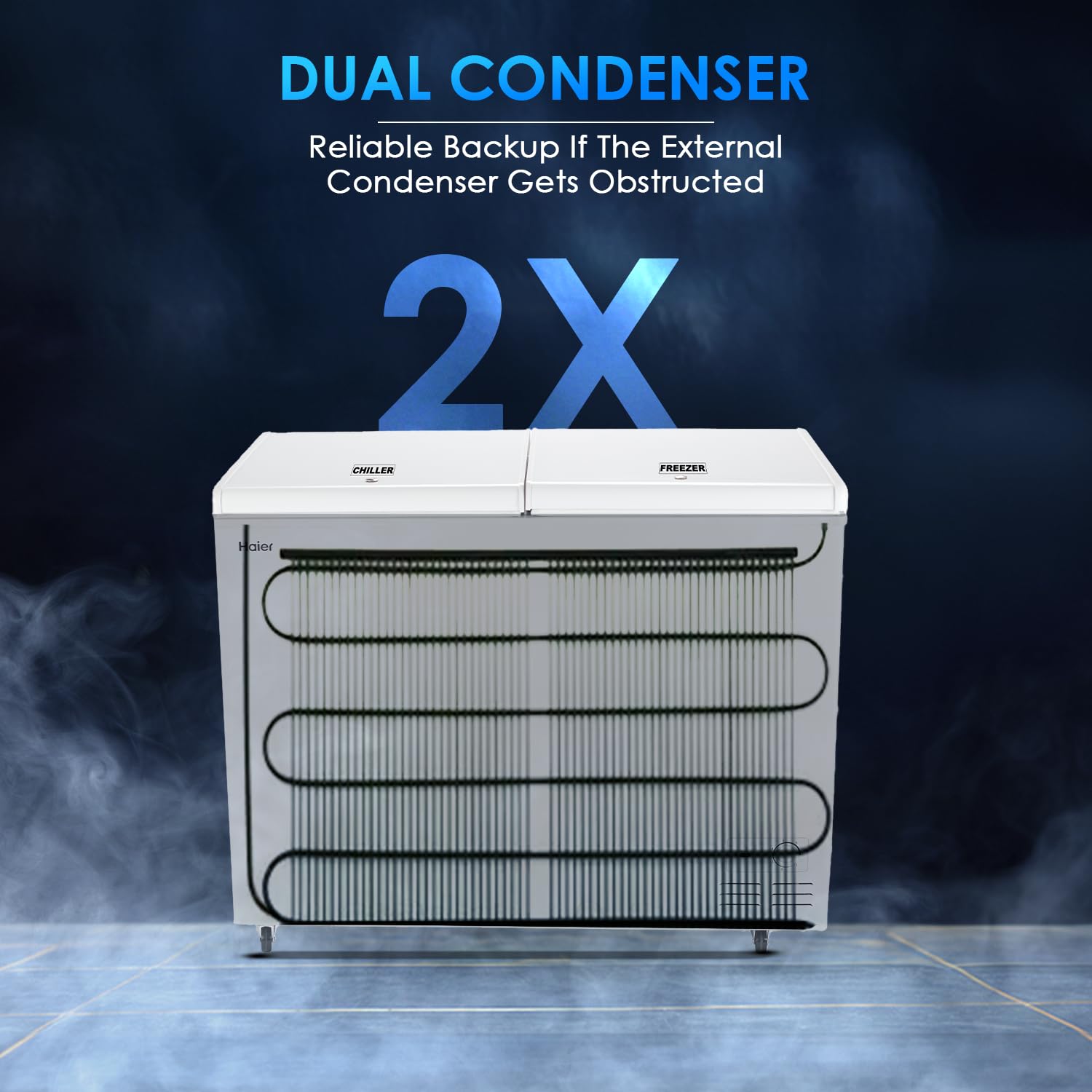 Haier HFC-325CM5, Double Door Combo Freezer (Half Cooler & Half Freezer Combo), Freeze & Chill together, Dual Condenser, Metal liner & 4 Years Comprehensive Warranty (White)