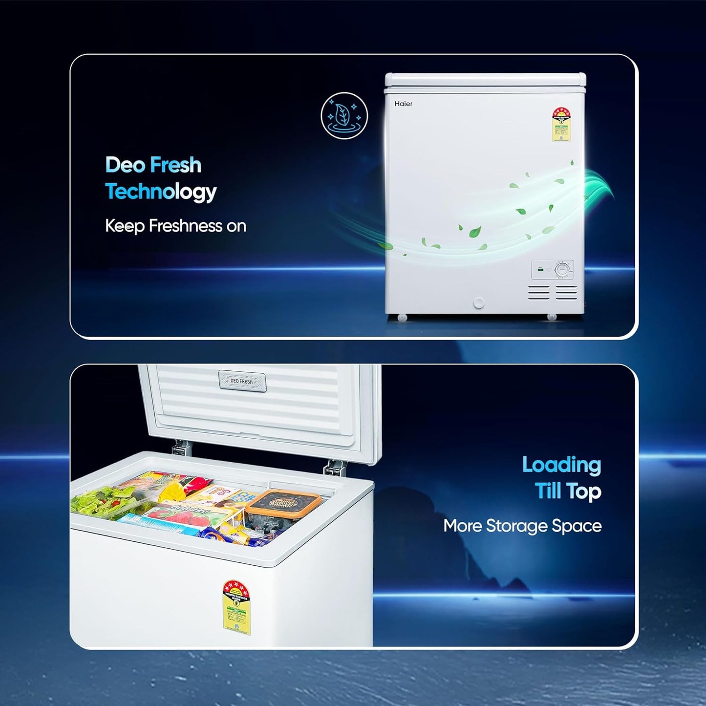 Haier HFC-175SM5, 5 Star Rating Single Door Convertible Deep Freezer, Inside Metal Liner with Deo Fresh and 4 Years Comprehensive Warranty (White)