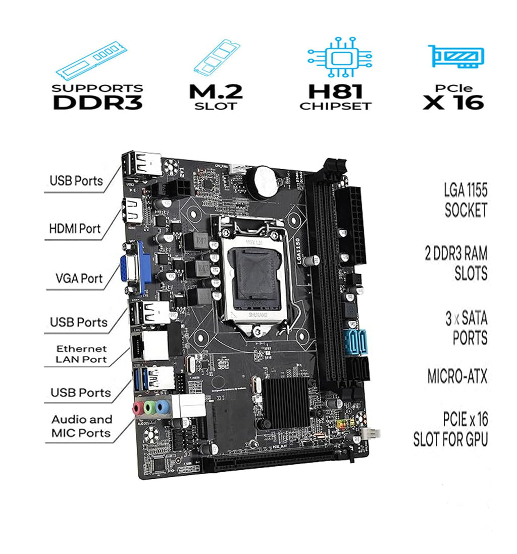 TAKKSON Computer Desktop PC (Core i5-4570 Processor || 16 GB Ram || 512 GB SSD || HD Graphics || HDMI || VGA || USB 3.0 || OS Win-11) Basic Software Installed.
