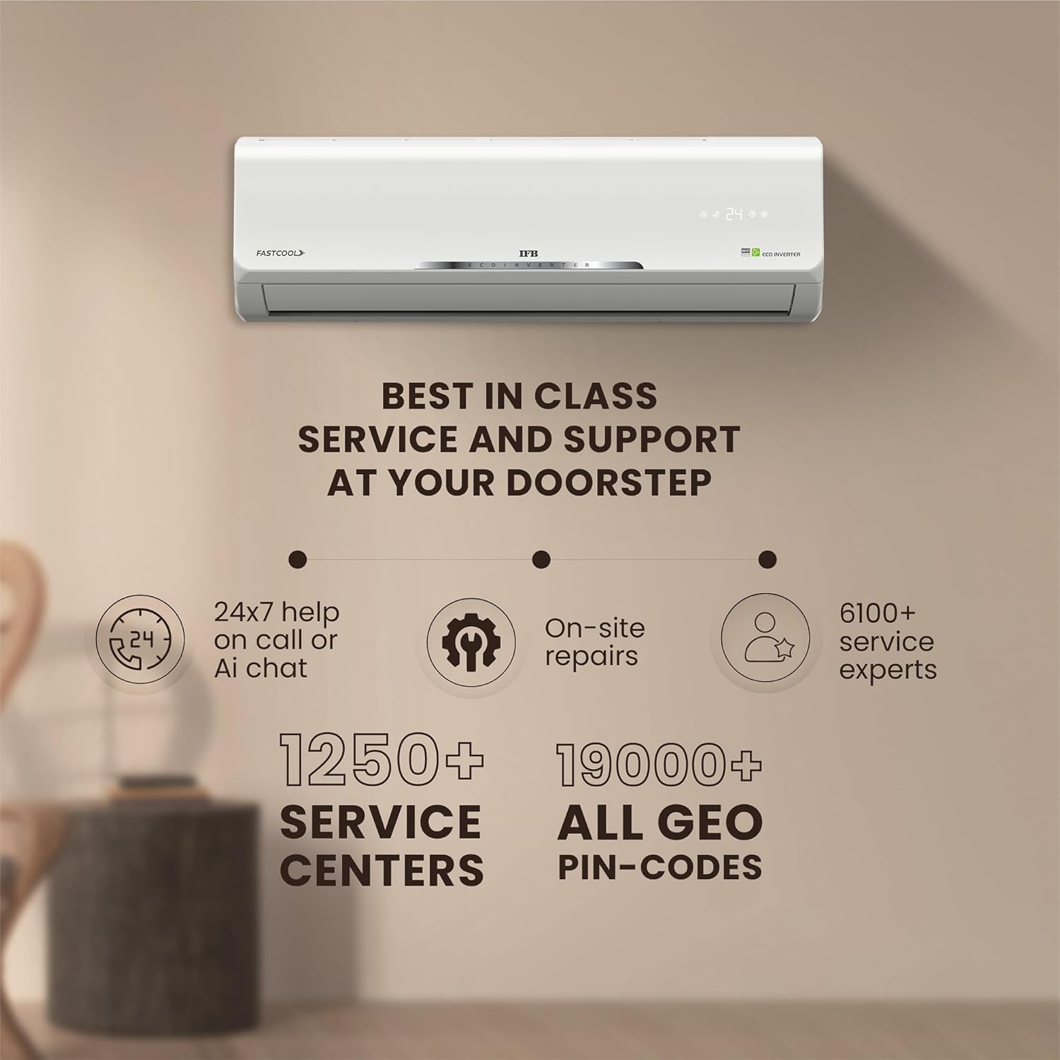IFB 2025 Model Silver Star Series 1.5 Ton 5 Star Split AC with HD Compressor, AI, Dual Gold Fin, Nano Tek Coating & 8-in-1 Flexi Mode – White (CI185SS22RGN1, Copper Condenser)