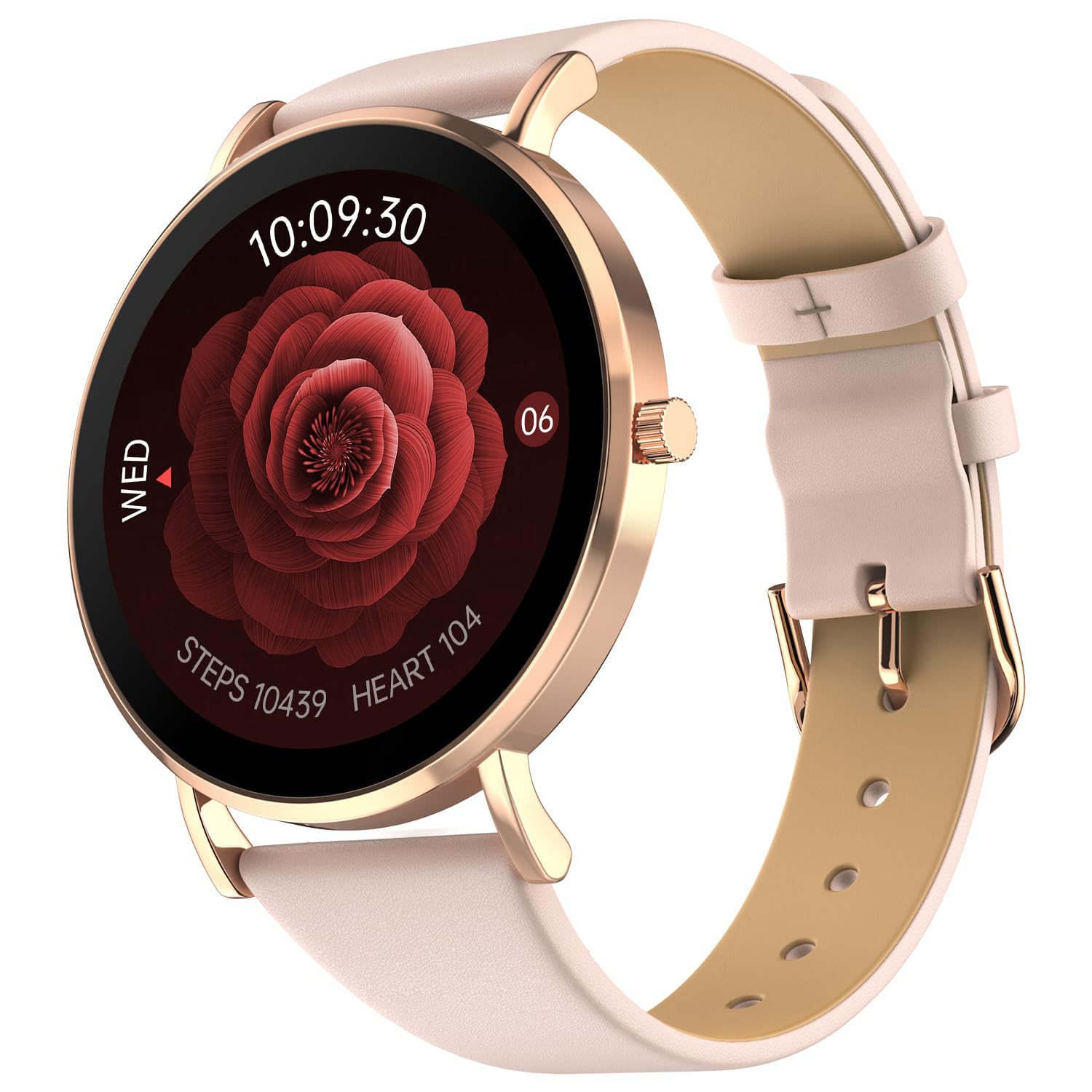 Noise Diva Smartwatch with Diamond Cut dial, Glossy Metallic Finish, AMOLED Display, Mesh Metal and Leather Strap Options, 100+ Watch Faces, Female Cycle Tracker Smart Watch for Women (Gold Link)