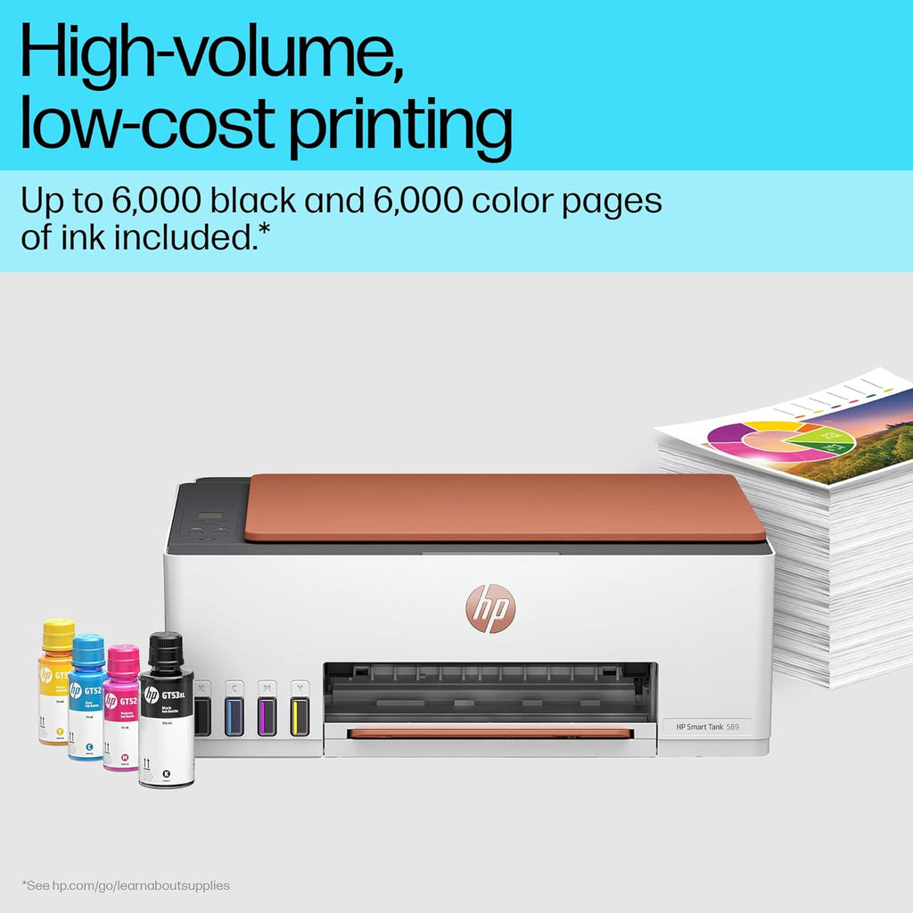 HP Smart Tank 589 All-in-One WiFi Colour Printer – 30 Ppm Speed, High Capacity Ink Tank, Wireless, Ideal for Home & Office Printing, Magenta