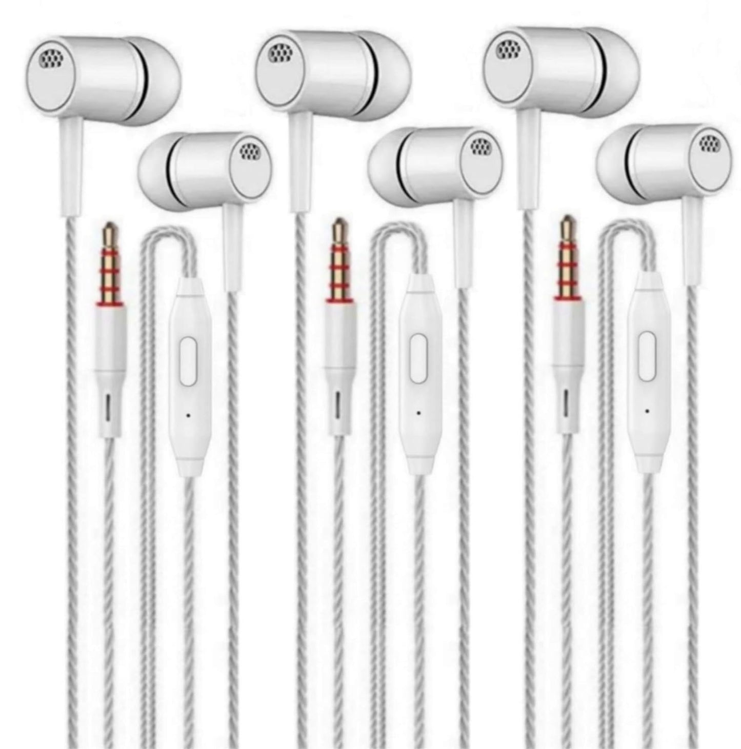 Meyaar DG-Beex Pack of 3 Headset with High Bass Headphones with Microphone, Earbuds Wired Stereo Earphones for All Smartphones (3 Black) (Set of 3 White)