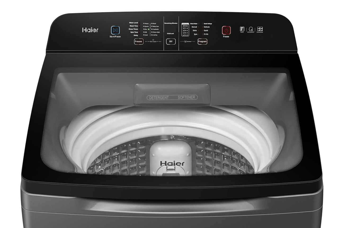 Haier 9 Kg, 5 Star, Oceanus Wave Technology Toughened Glass Fully Automatic Top Loading Washing Machine (HWM90-H678ES8, Inbuilt Heater, Near Zero Pressure, Dark Jade Silver)