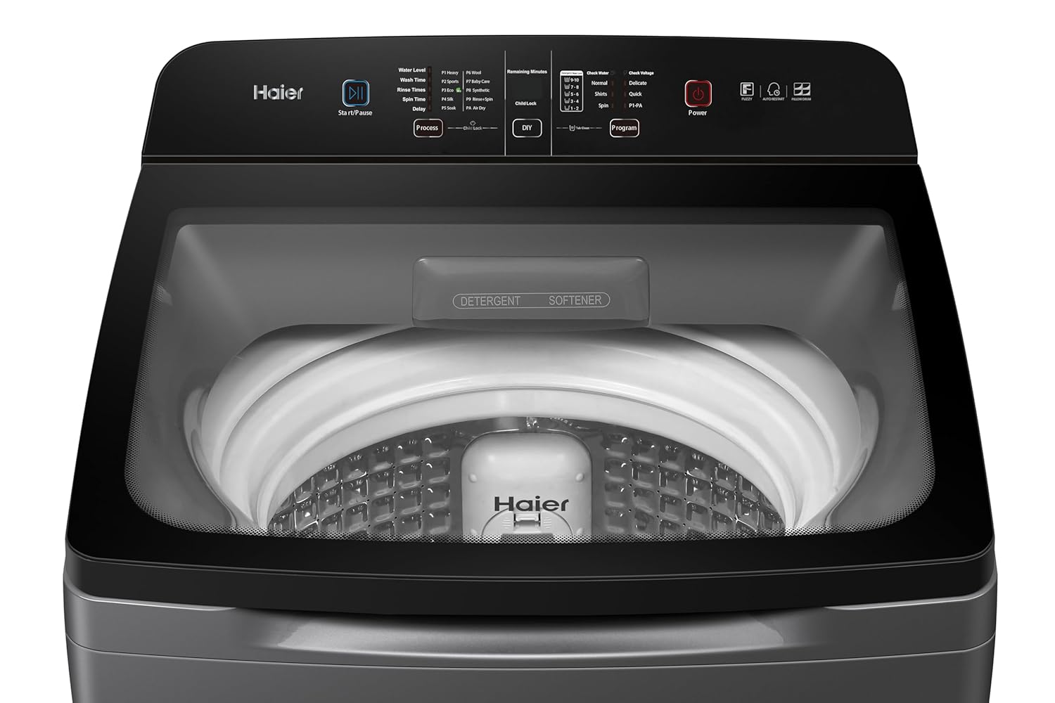 Haier 9 Kg, 5 Star, Oceanus Wave Technology Toughened Glass Fully Automatic Top Loading Washing Machine (HWM90-H678ES8, Inbuilt Heater, Near Zero Pressure, Dark Jade Silver)