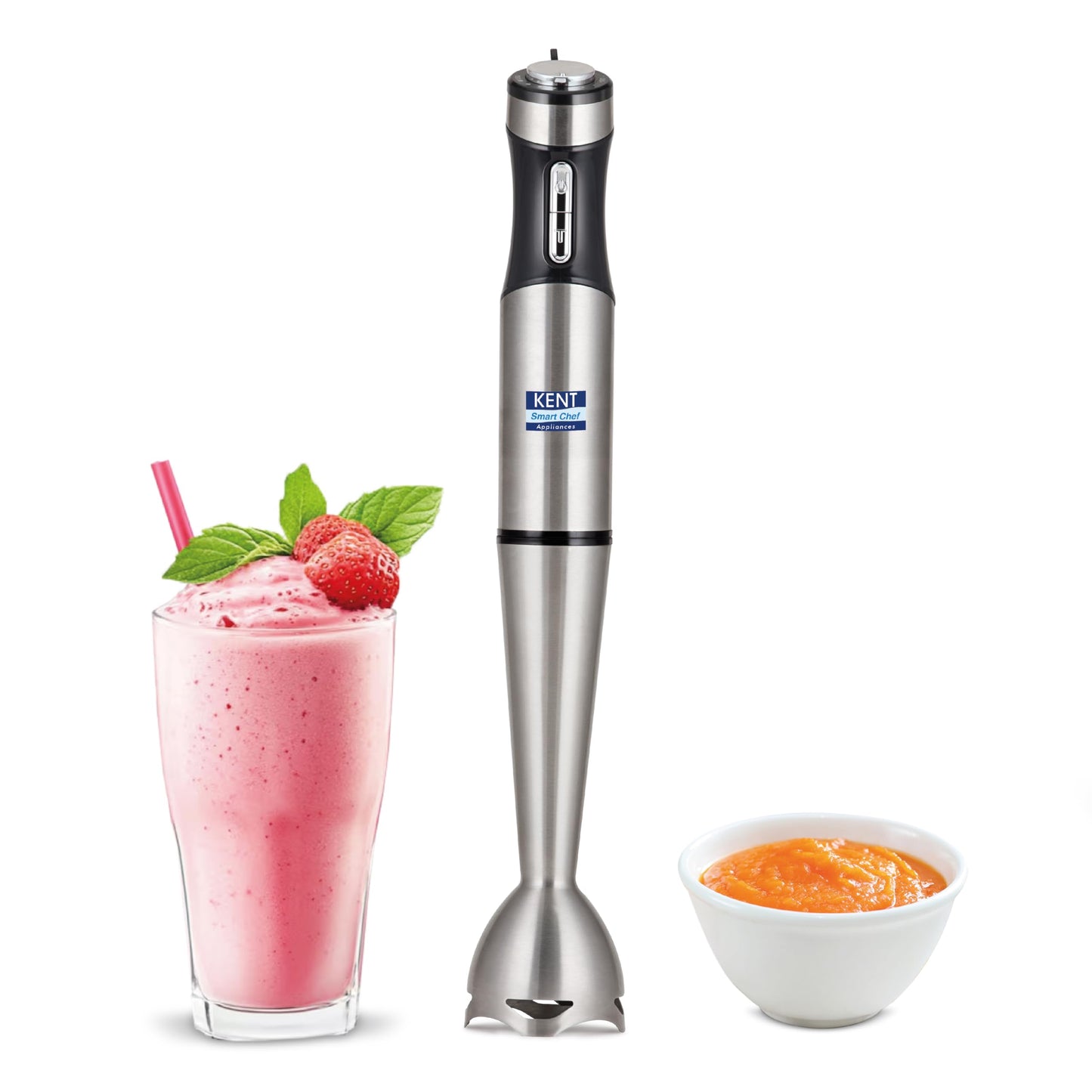 KENT Hand Blender Plus Chopper 450 W | Variable Speed Control | Turbo Switch for Fast Blending & Chopping | Hot & Cold Blending | Low Noise DC Motor | Multiple Attachments Chopper, Whisker & Jar