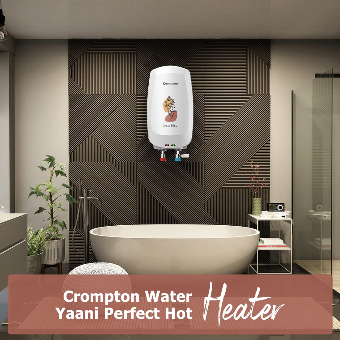 Crompton InstaBliss 3-L Instant Water Heater (Geyser) with Advanced 4 Level Safety (White), Wall Mounting
