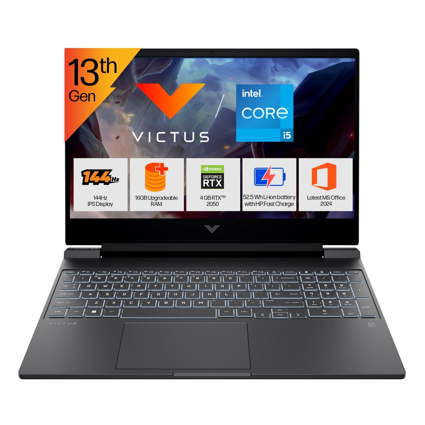 HP Smartchoice Victus, 13th Gen Intel Core i5-13420H Processor, 4GB RTX 3050, Upgrade(Upto 32GB) 16GB DDR4, 512GB SSD, FHD, 144Hz, IPS, 15.6’’/39.6cm, Win11, Office24, Blue, 2.29kg, fa2190TX Laptop