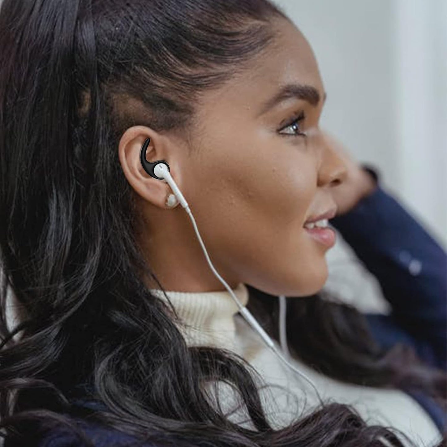 Lapster Anti-Slip Silicone Ear Buds 4Pieces Silicone Earphone Ear Hooks Plugs for in-Ear Neckband 9MM-13MM Black