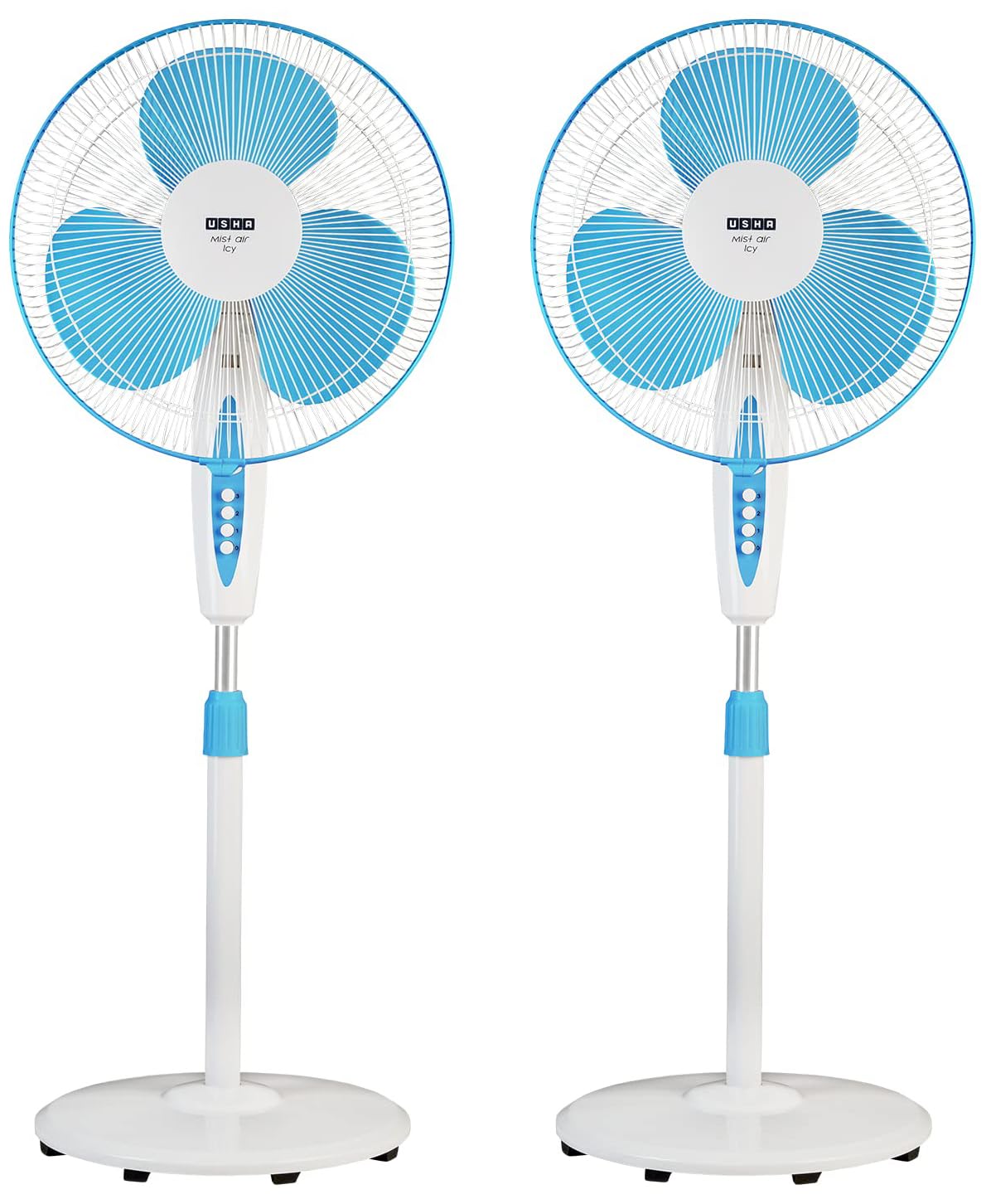 USHA Maxx Air Ultra Pedestal Fan | 400MM Sweep Size | 1350 RPM | Aerodynamic Blade Design for High Air Delivery | Anti - Rust Protection | Copper Motor | Light Blue