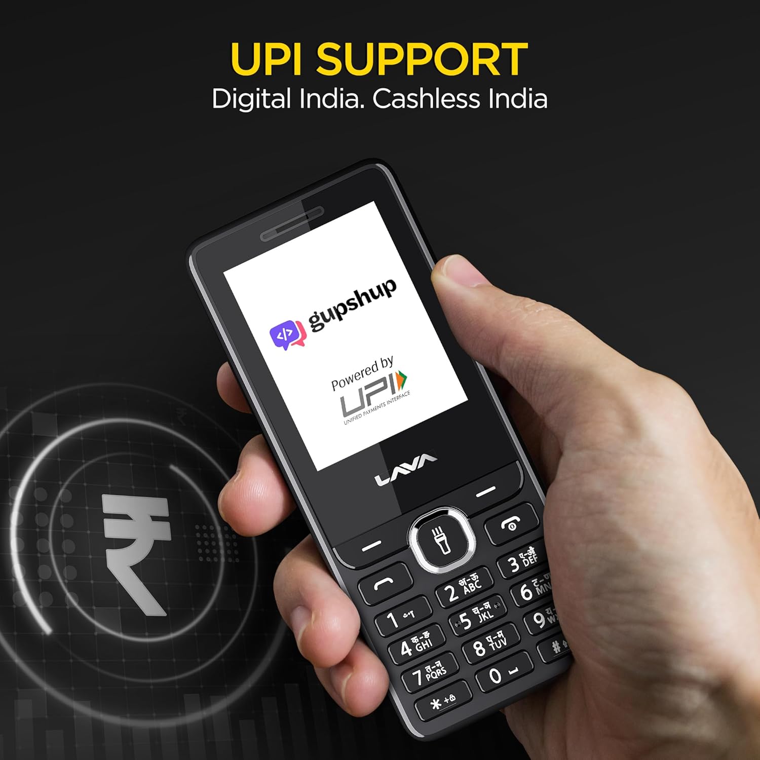 Lava A5 (2025) Dual SIM Keypad Mobile with 2.4'' Big Display | UPI Support, 1200mAh Battery | BOL Feature | Camera | Auto Call Recording | Glass Finish | and 7 Regional Languages - Black