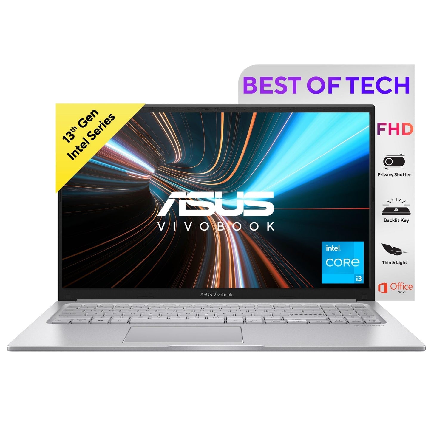 ASUS Vivobook 15, 15.6" FHD (1920 x 1080), Intel Core i3-1315U, (8GB RAM/512GB SSD/Intel UHD iGPU/Windows 11/M365 Basic (1Year)*/Office Home 2024/Quiet Blue/1.7 Kg), X1504VA-NJ3321WS