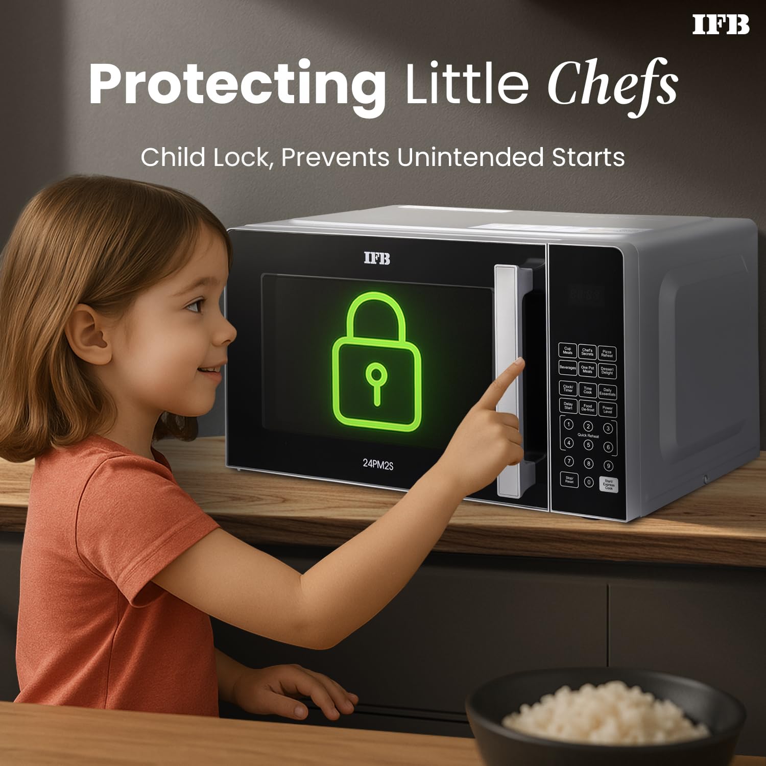 IFB 24L Solo Microwave Oven (24PM2S, Multi Stage Cooking with 69 Indian & Continental Auto Cook Menus, Child-lock Protection, Deodorize function, Delay Start & Power Save, black)