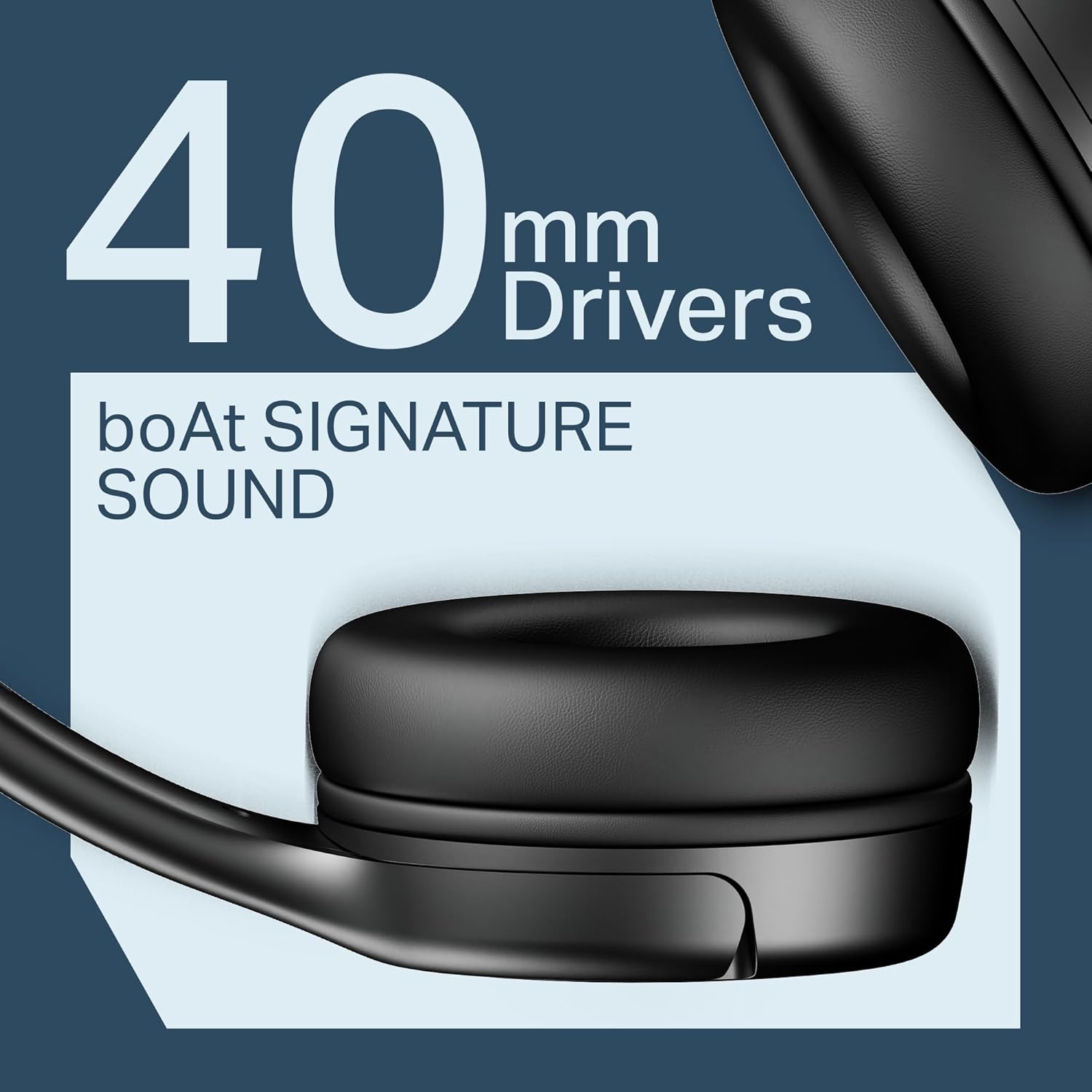 boAt Rockerz 411 (2025 Launch), 40Ms Low Latency, 40Hrs Battery, 40Mm Drivers, Enx Tech, Integrated Controls, V5.4 Bluetooth Headphones, Wireless Over Ear Headphone with Mic (Active Black)