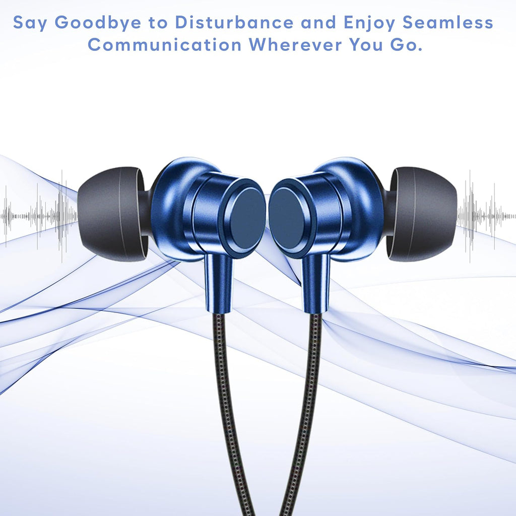 SIGNATIZE Neckband Bluetooth Headphones with 55 Hours Playtime with 10mm Drivers, Rich Music Experience, BT 5.3v, Type C Fast Charging, Neckband Earphones & IPX4 Water Resistant (Blue)