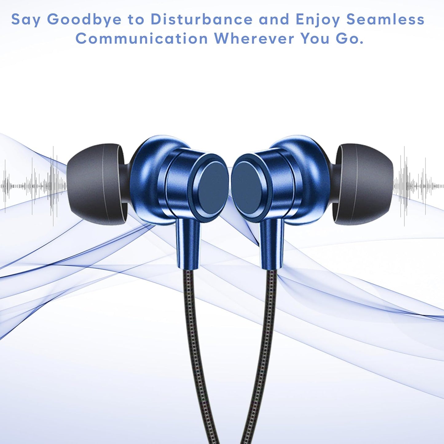 SIGNATIZE Neckband Bluetooth Headphones with 55 Hours Playtime with 10mm Drivers, Rich Music Experience, BT 5.3v, Type C Fast Charging, Neckband Earphones & IPX4 Water Resistant (Blue)